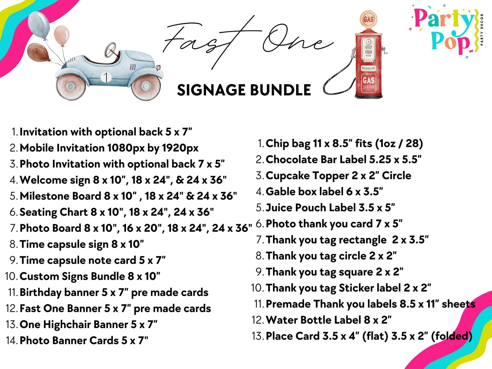 Fast One 1st Birthday Bundle - Digital Download