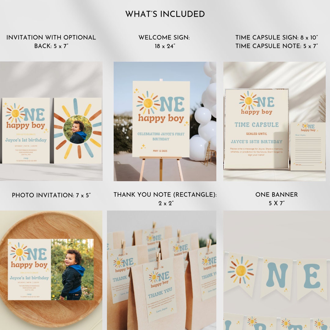 One Happy Boy Sunshine Birthday Bundle – Digital Download