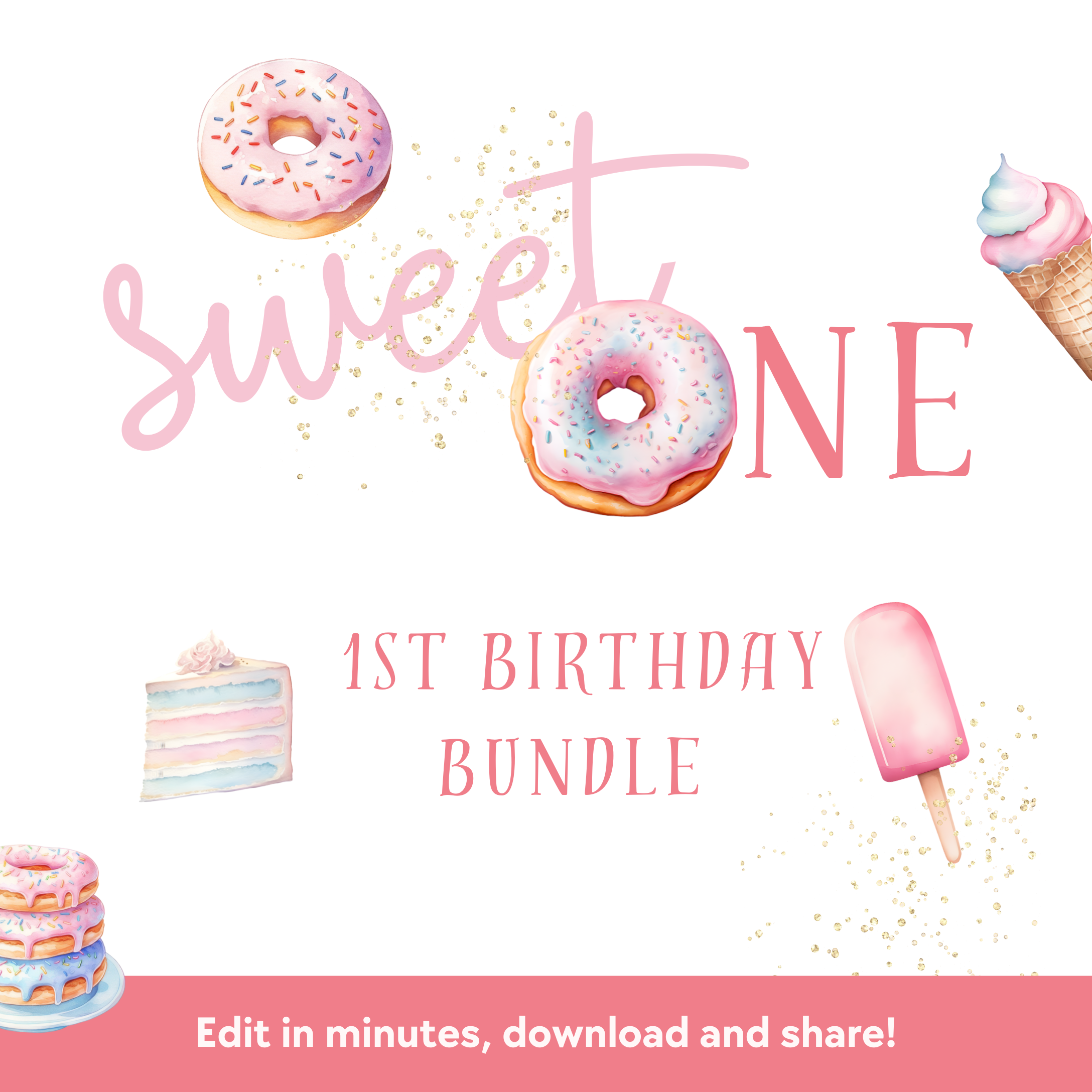 Sweet One Instant Party Bundle - Download & Print