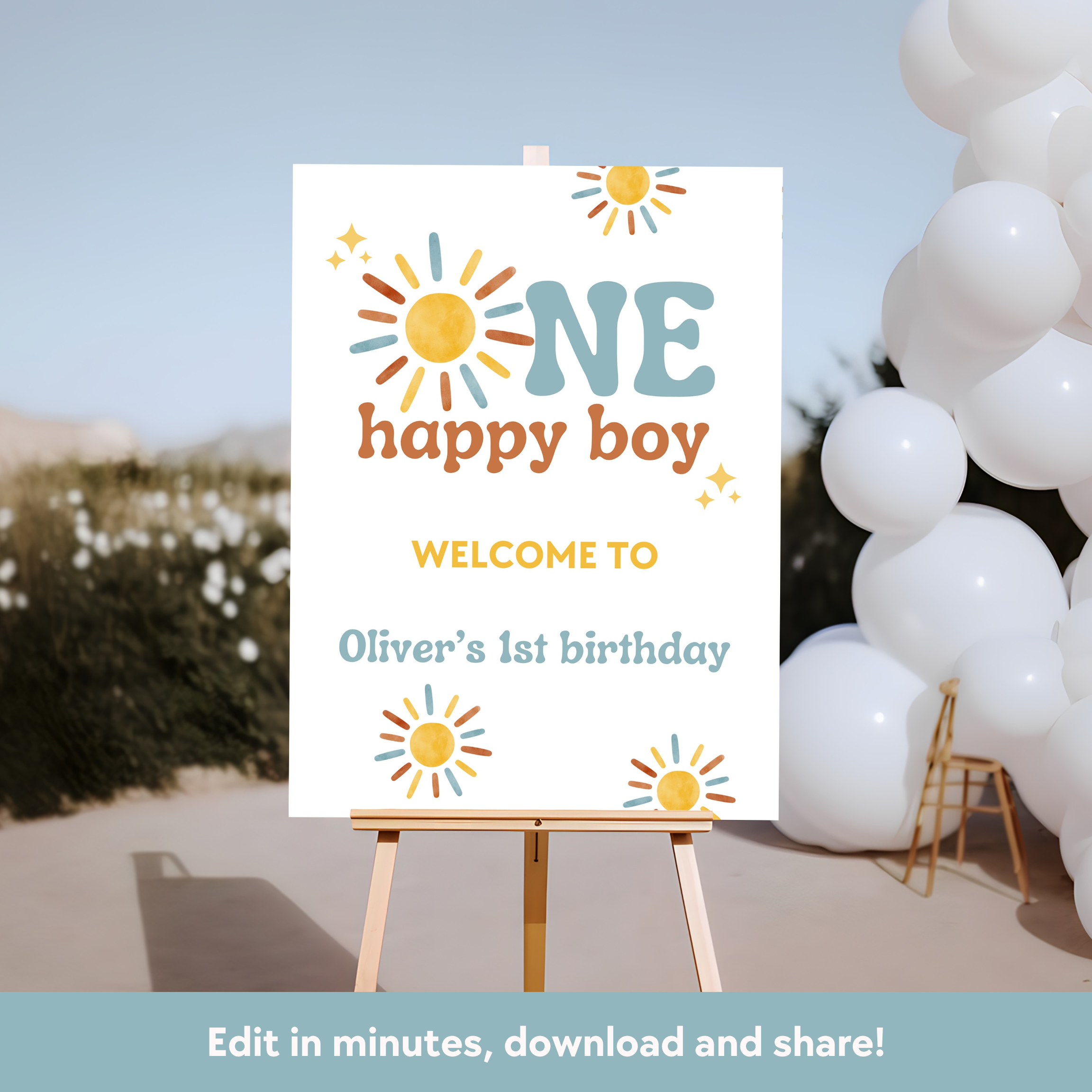 One Happy Boy Download & Print Welcome Sign