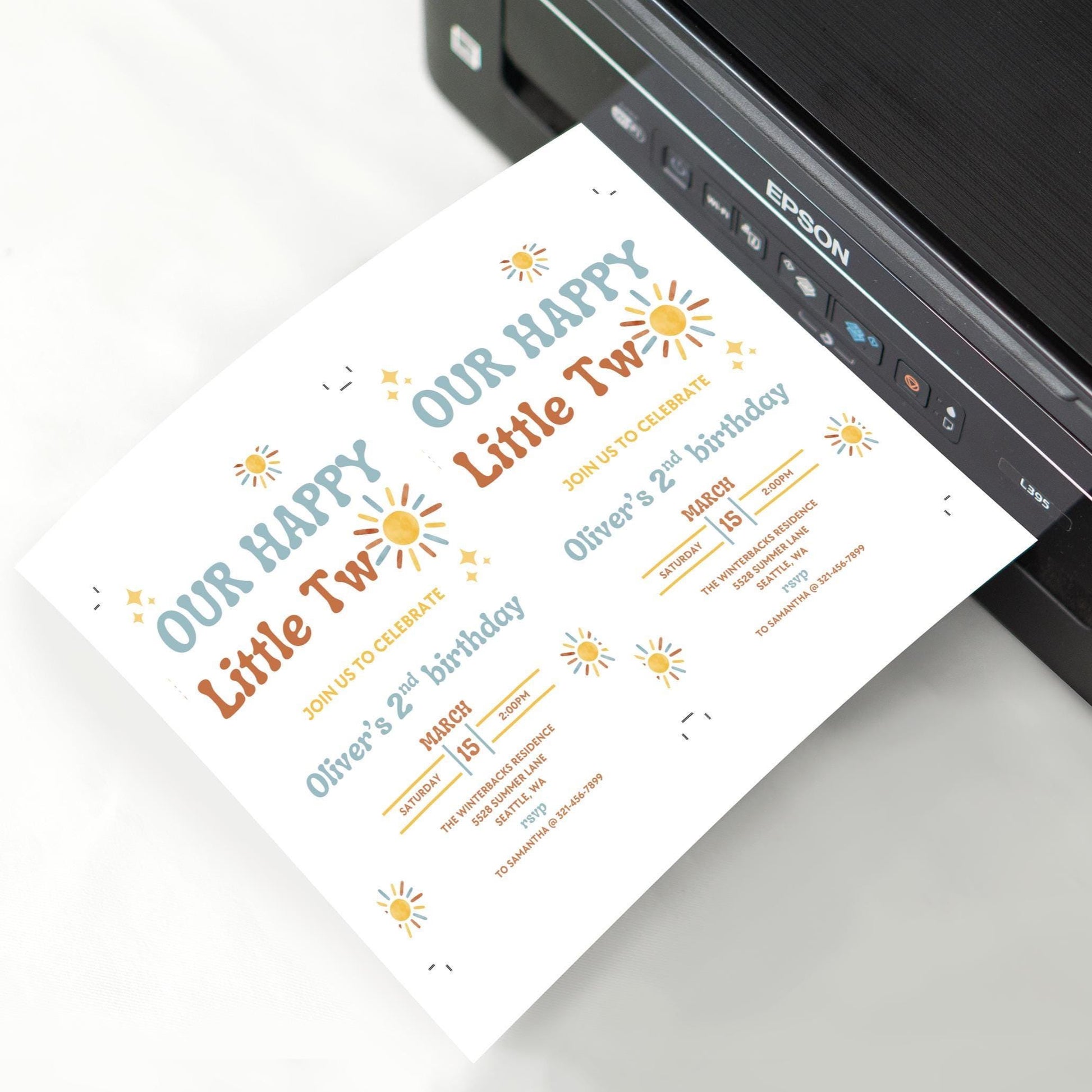 Our Happy Little Two Birthday Invitation - Two Happy Birthday - Digital Download