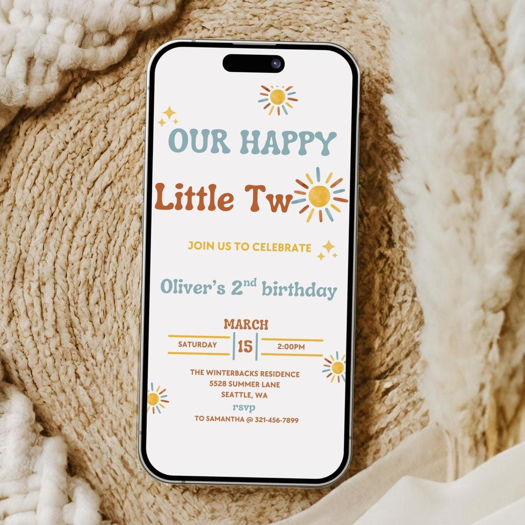 Our Happy Little Two Birthday Invitation - Two Happy Birthday - Digital Download