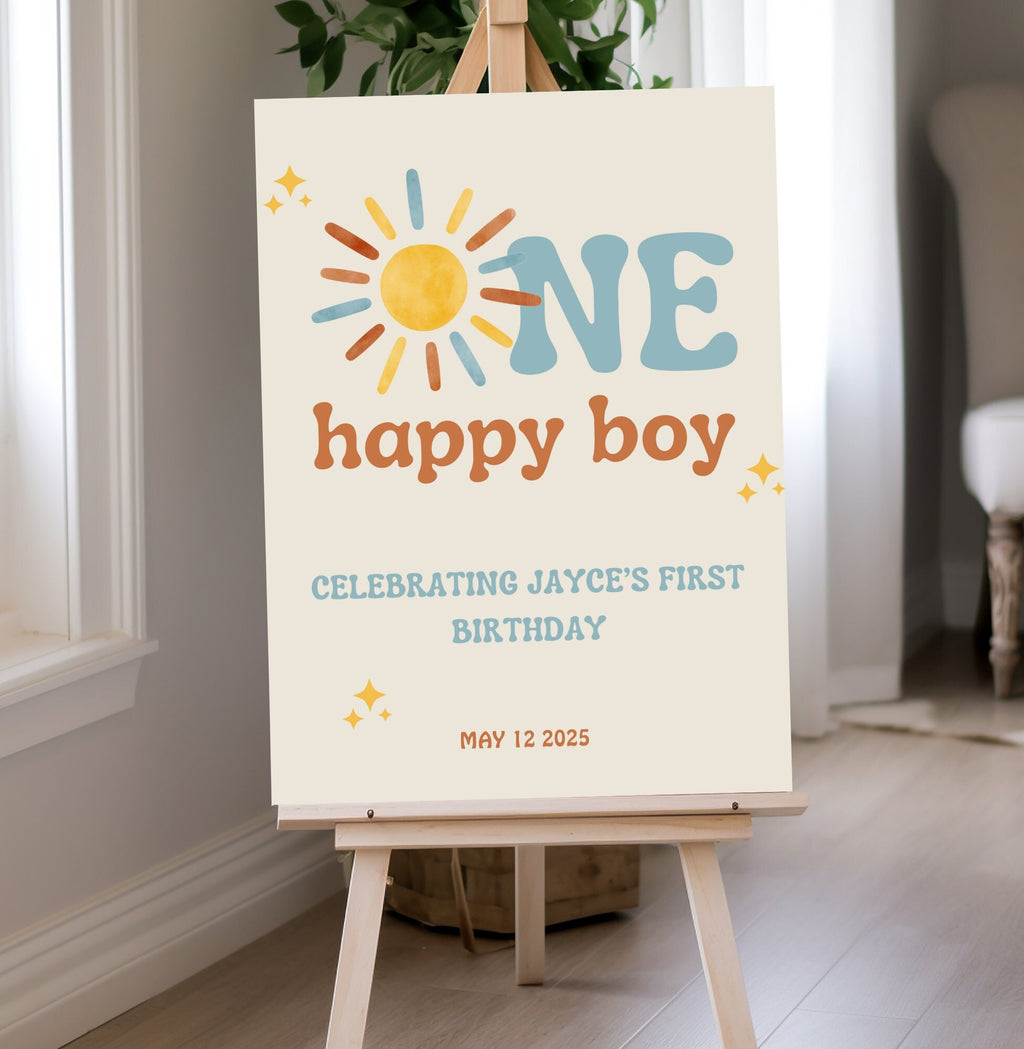 One Happy Boy First Birthday Decor - Sunshine Theme - Digital Download