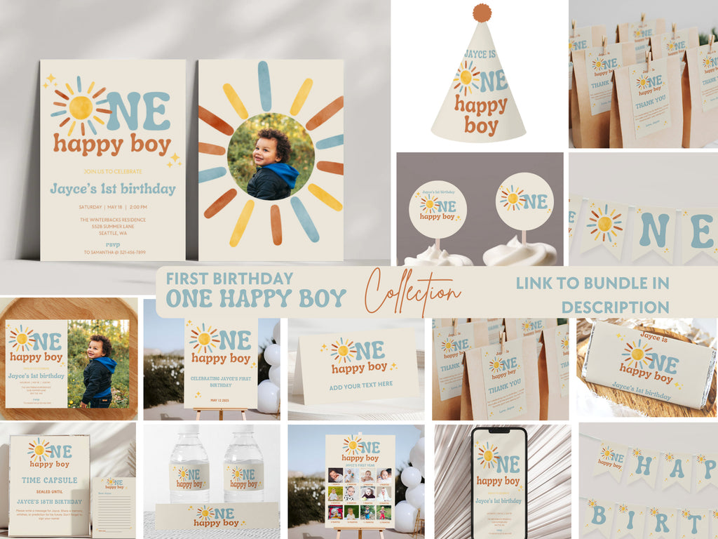 First Trip Around The Sun - One Happy Boy Milestone Board - Digital Download