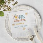 One Happy Boy Custom Napkins - Sunshine Boho Theme