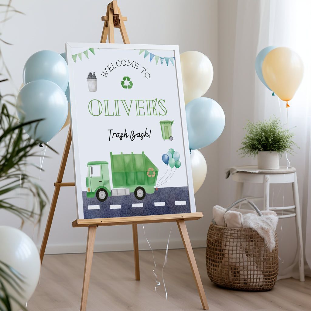 Trash Bash Welcome Sign - Garbage Truck Theme
