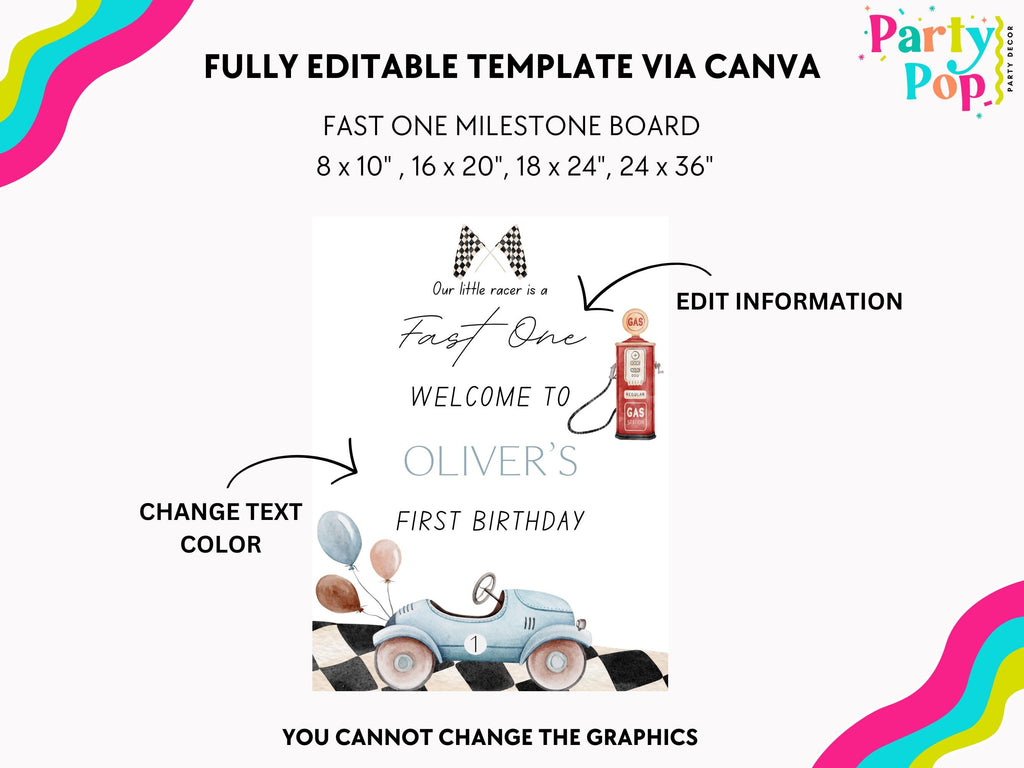 Fast One - Race Car Birthday - Digital Download