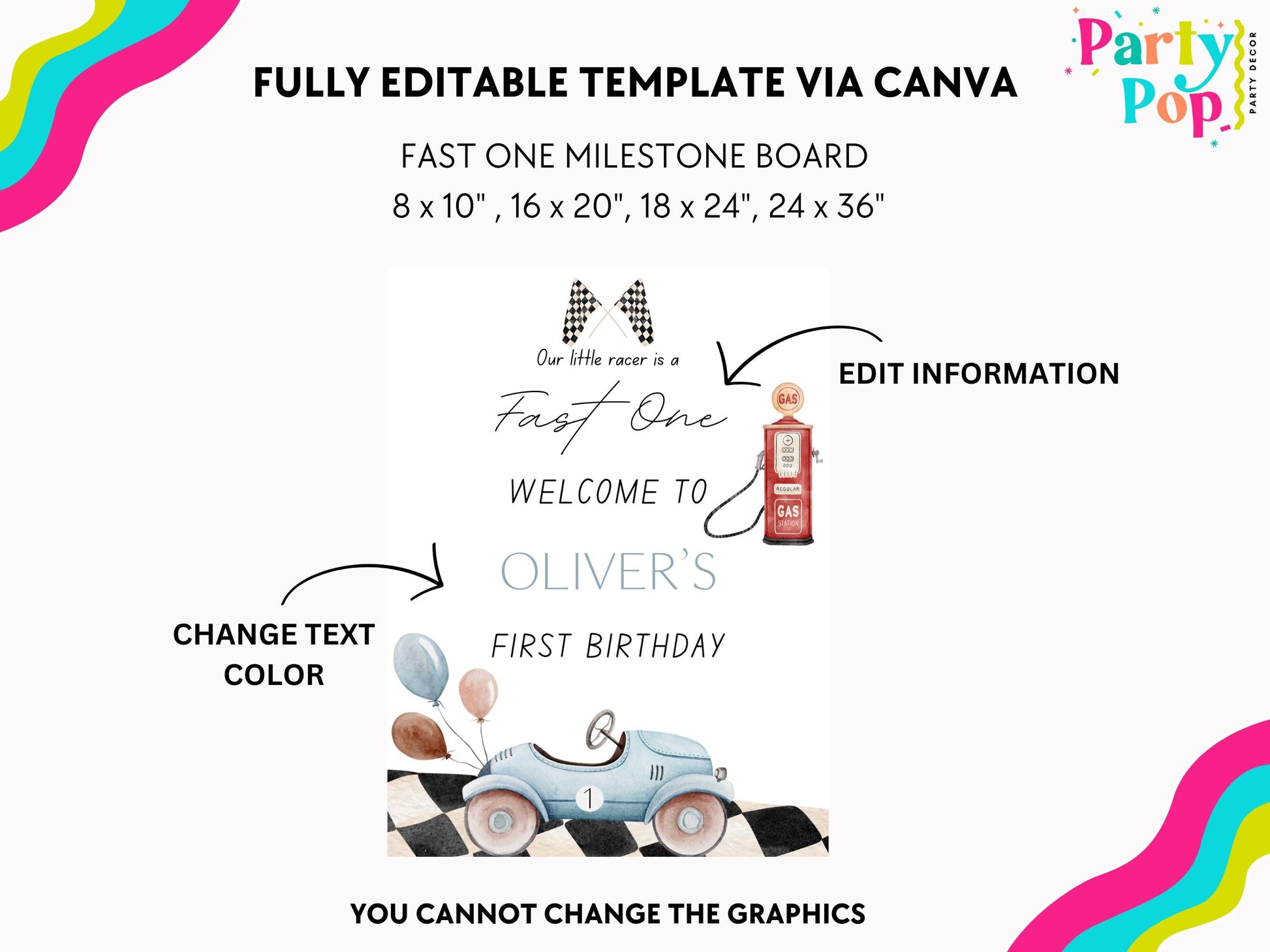 Fast One - Race Car Birthday - Digital Download