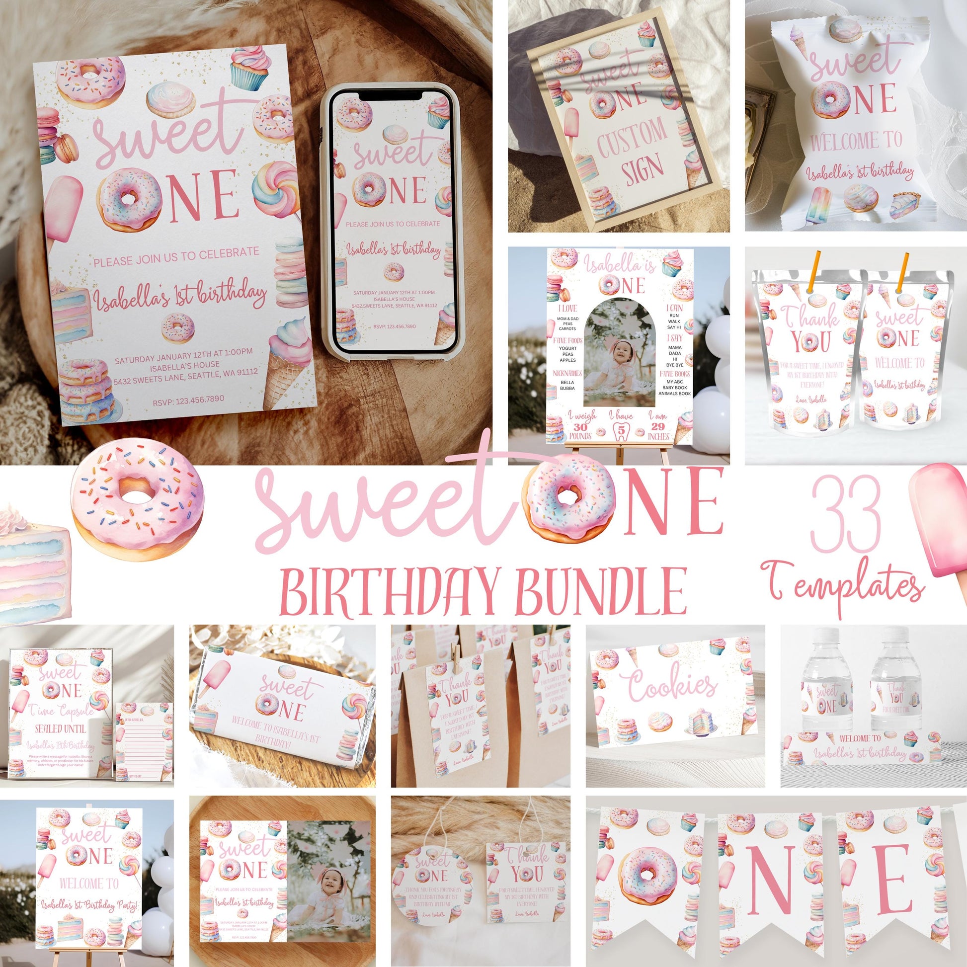 Sweet One 1st Birthday Custom Vinyl Banner - Sweets Themed