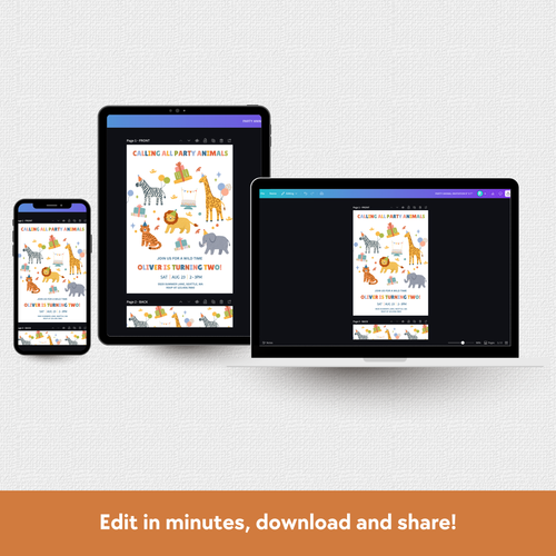 Calling All Party Animals Download & Print Invitation