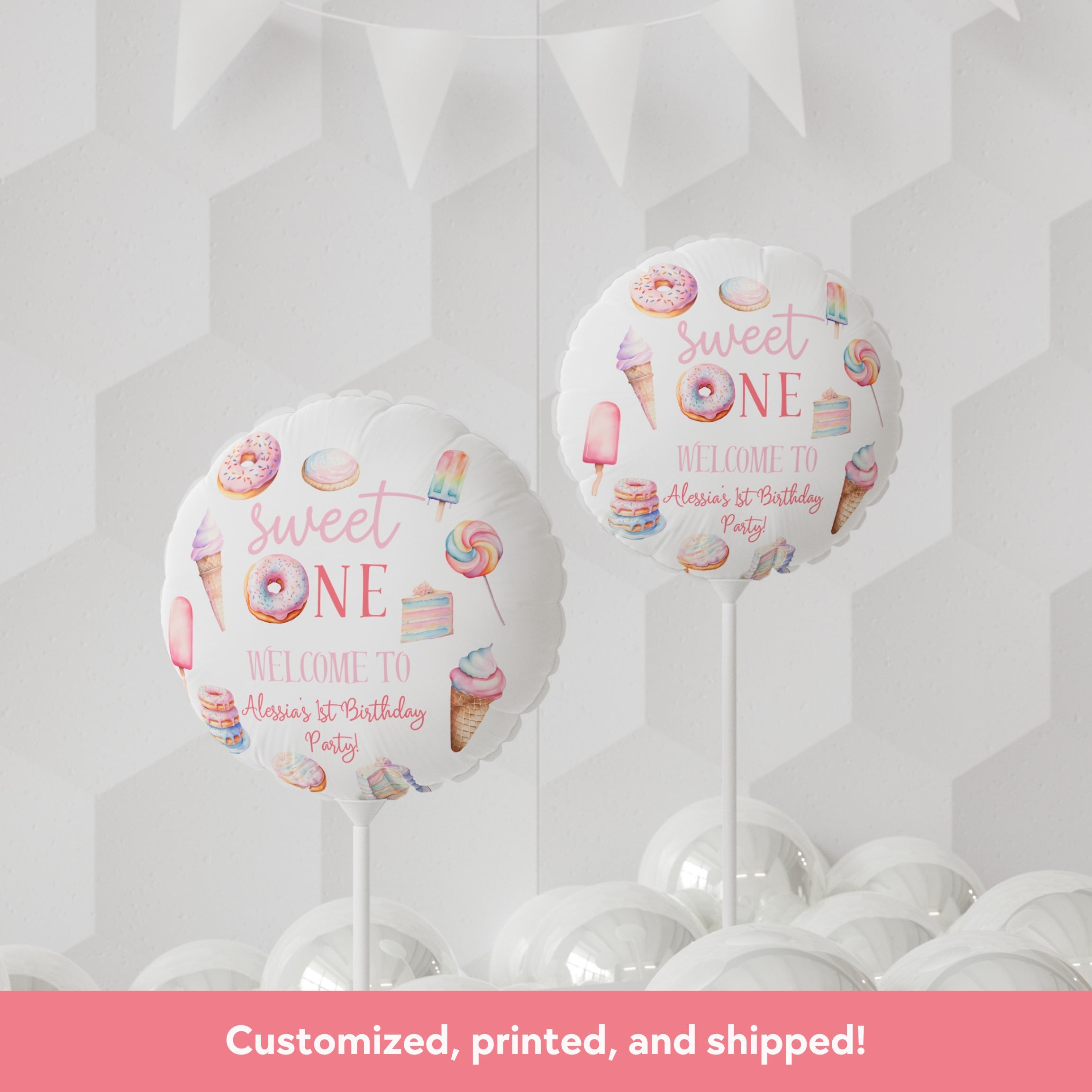 Sweet One Custom Birthday Balloons (Printed + Shipped)