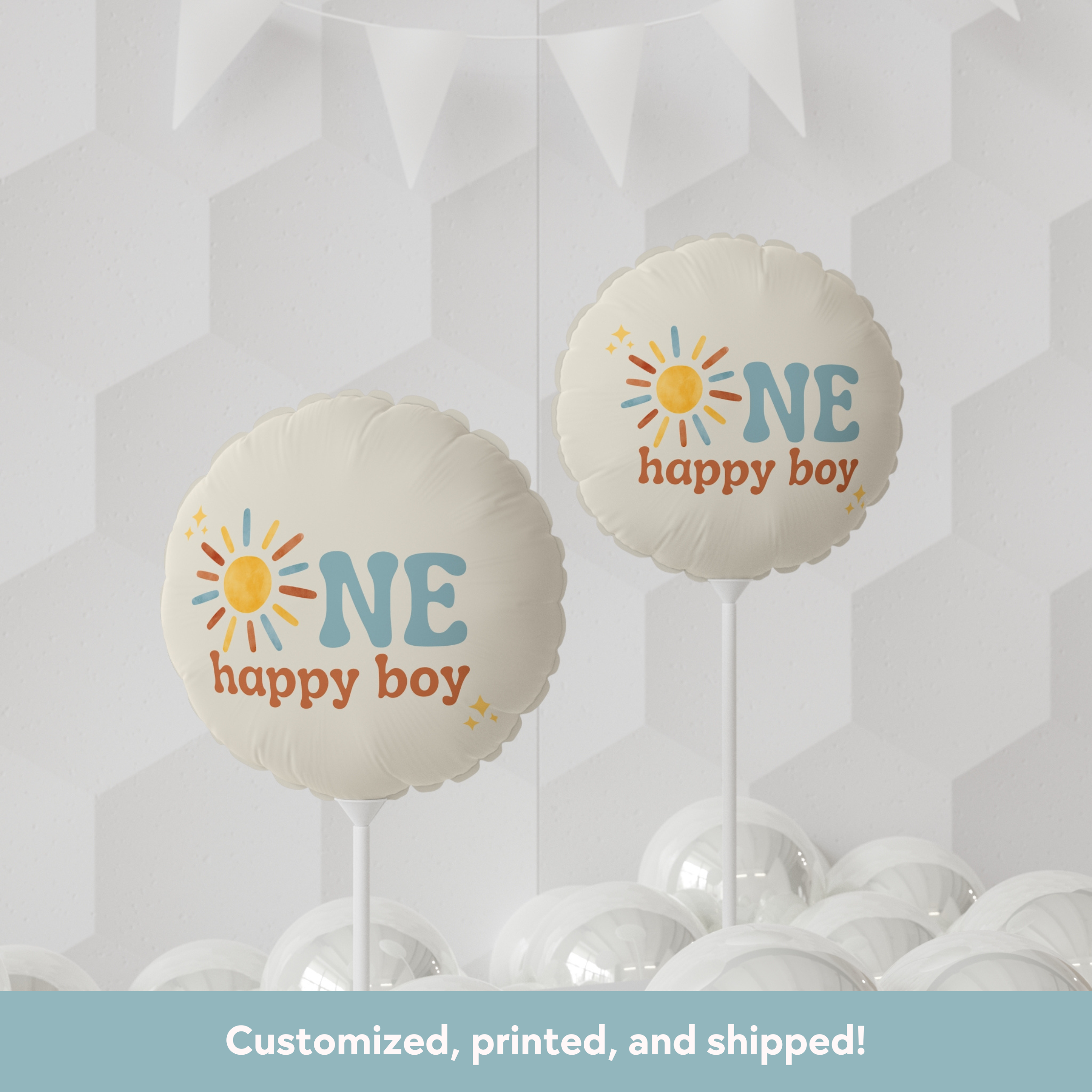 One Happy Boy Birthday Balloon (Printed + Shipped)