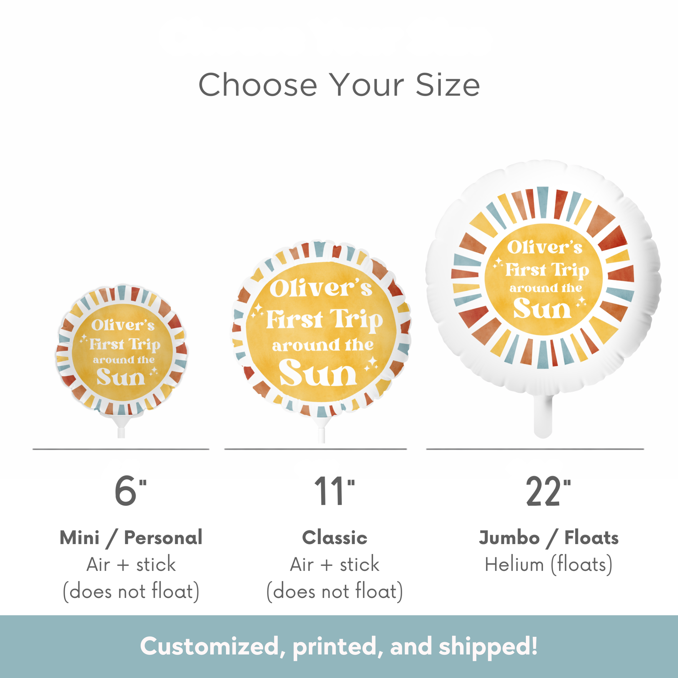 First Trip Around the Sun Balloon - Printed & Shipped
