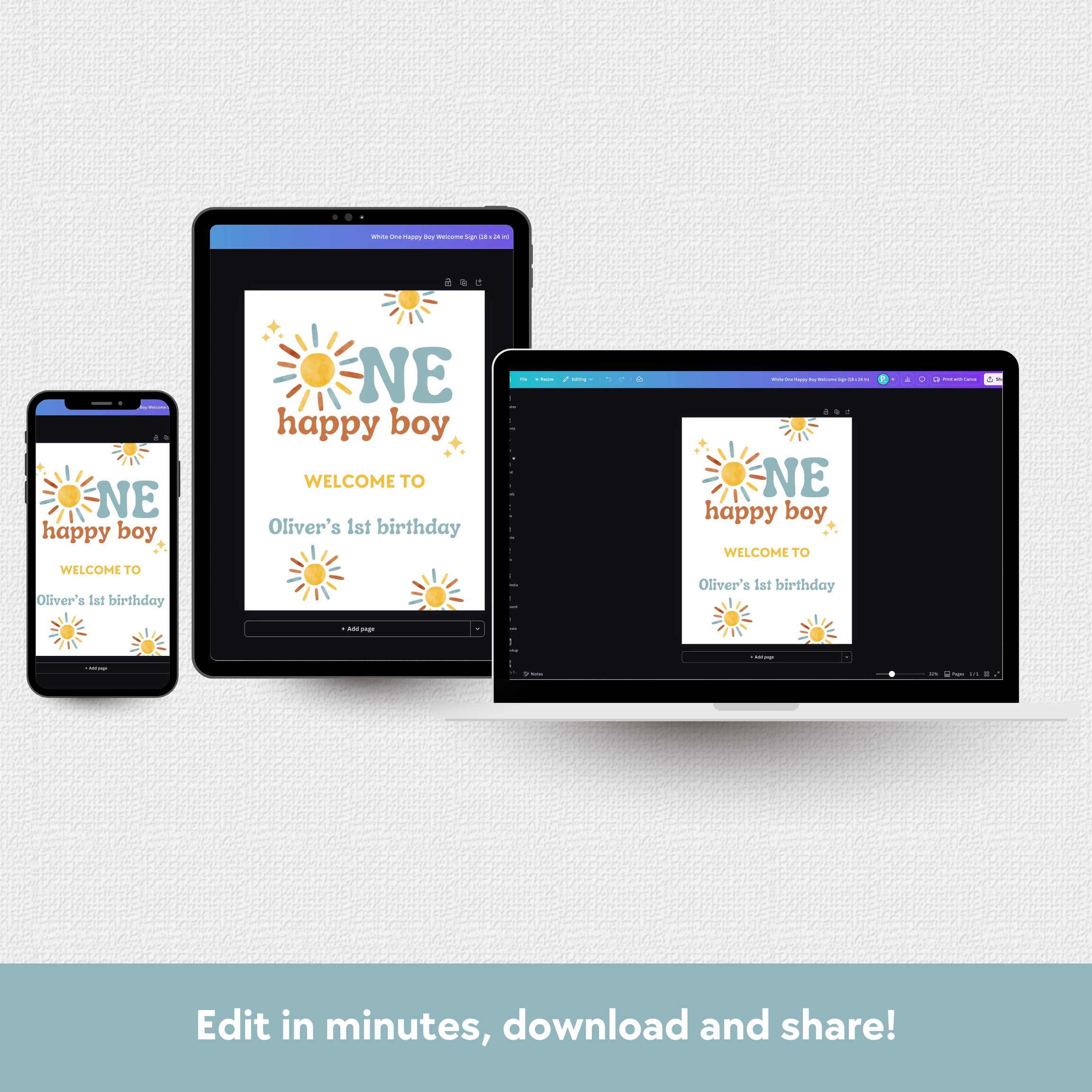 One Happy Boy Download & Print Welcome Sign