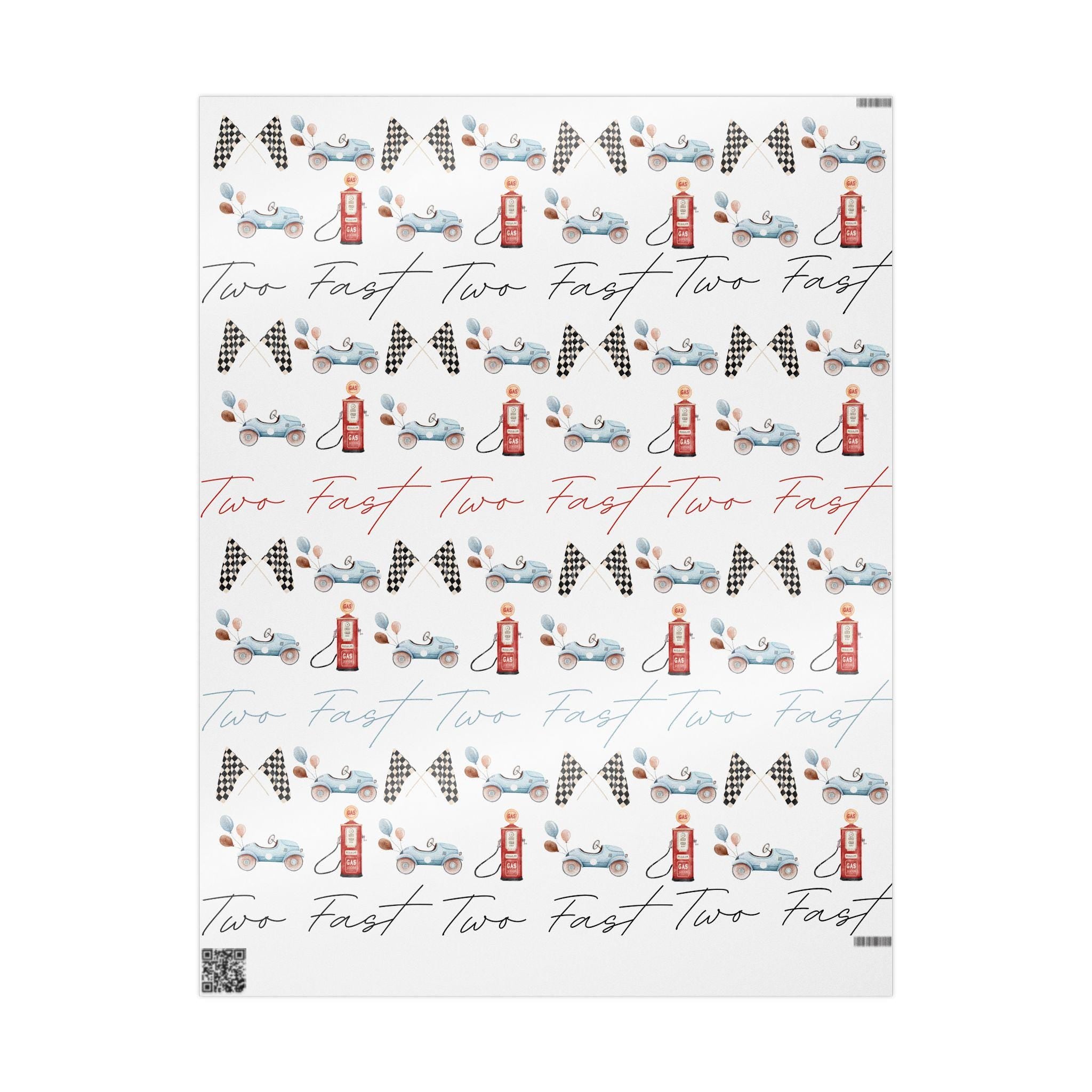 Two Fast Custom Birthday Wrapping Paper - Race Car Party Supplies