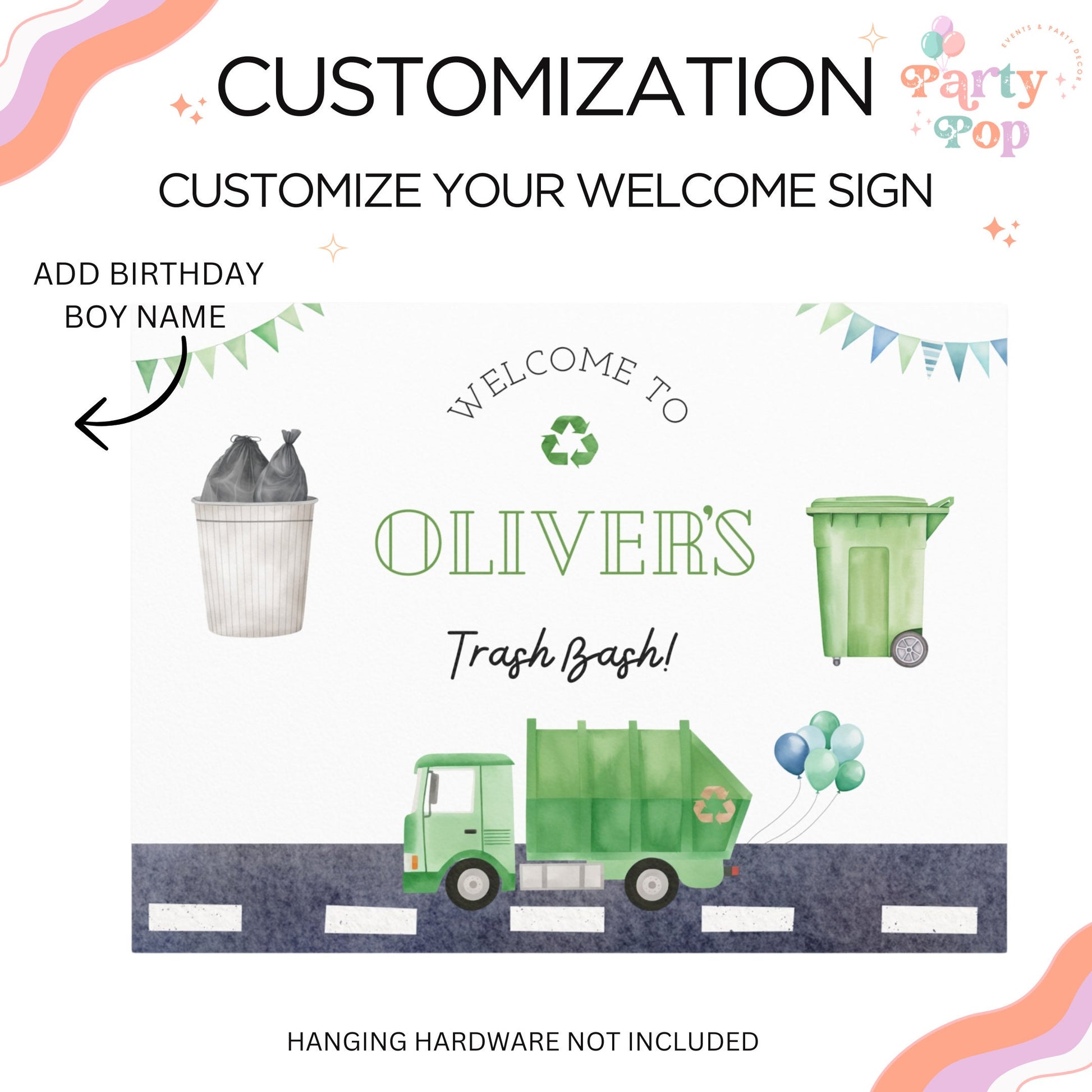 Trash Bash Welcome Sign - Garbage Truck Theme