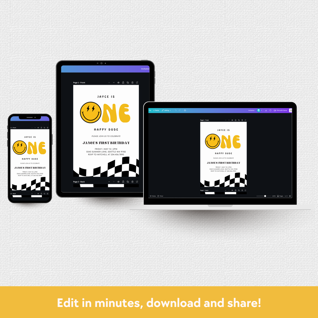 One Happy Dude Instant Party Bundle - Download & Print