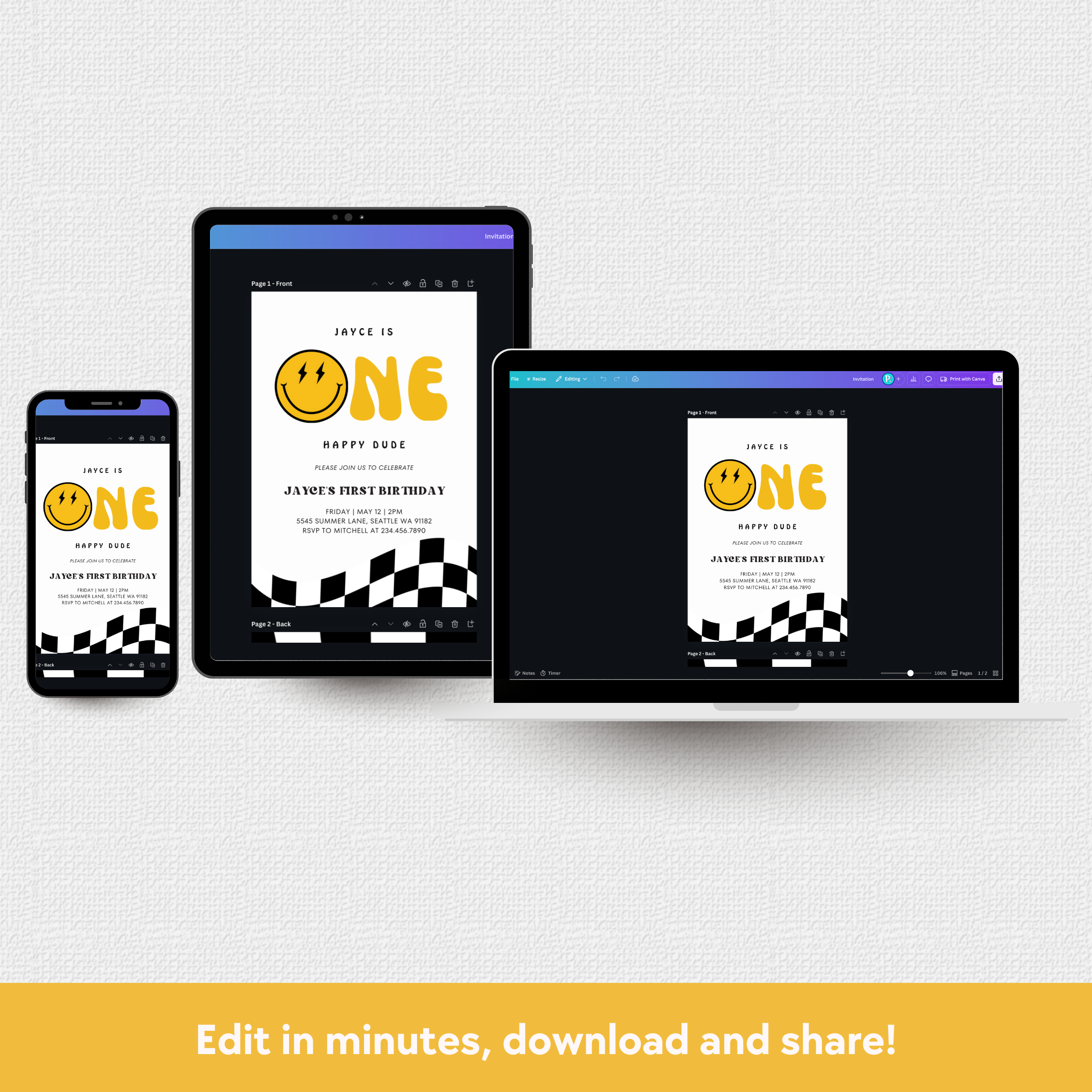 One Happy Dude Instant Party Bundle - Download & Print