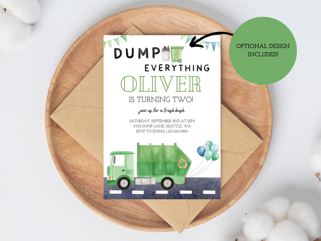 Garbage Truck Invitation - Digital Download