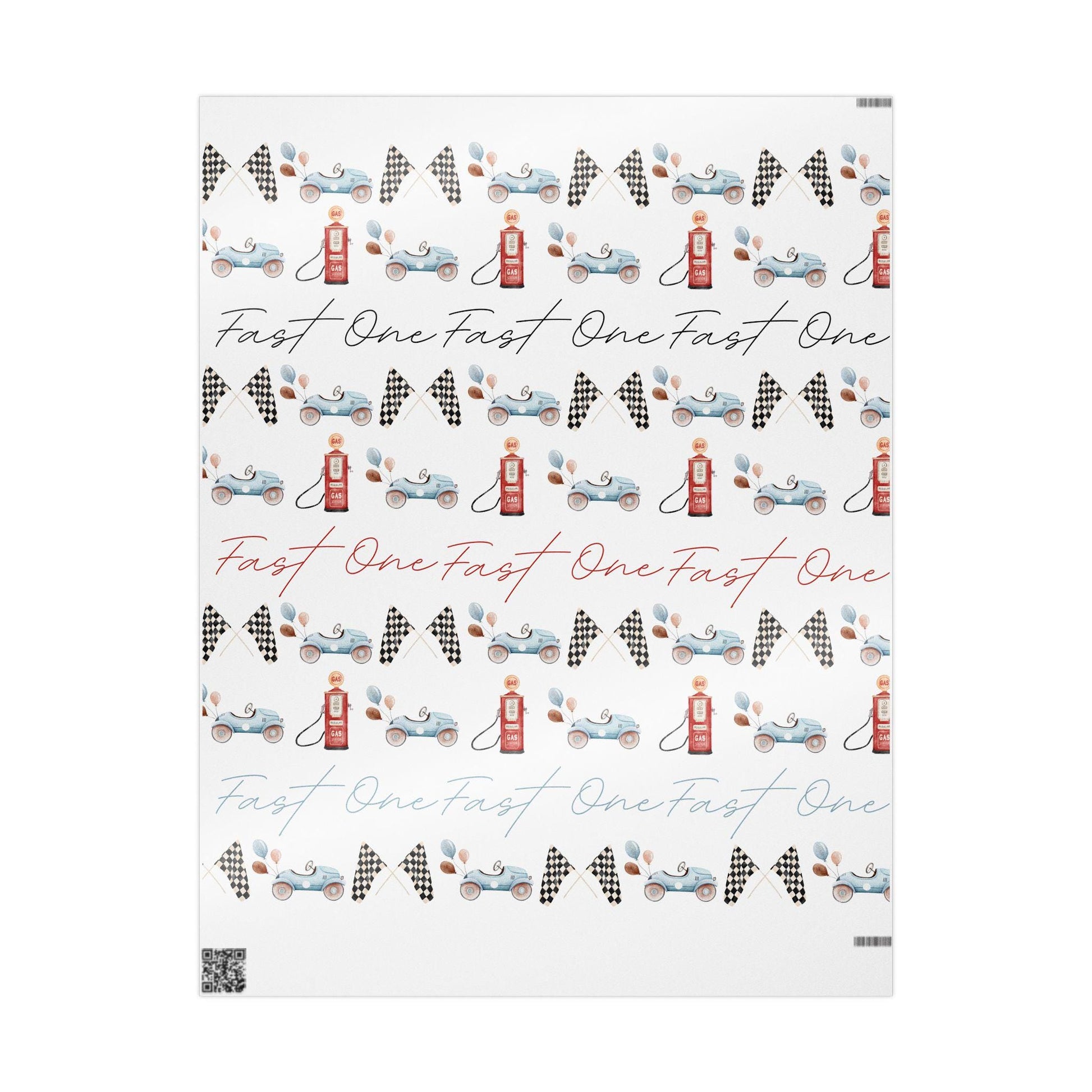 Fast One Custom Wrapping Paper - Race Car Theme