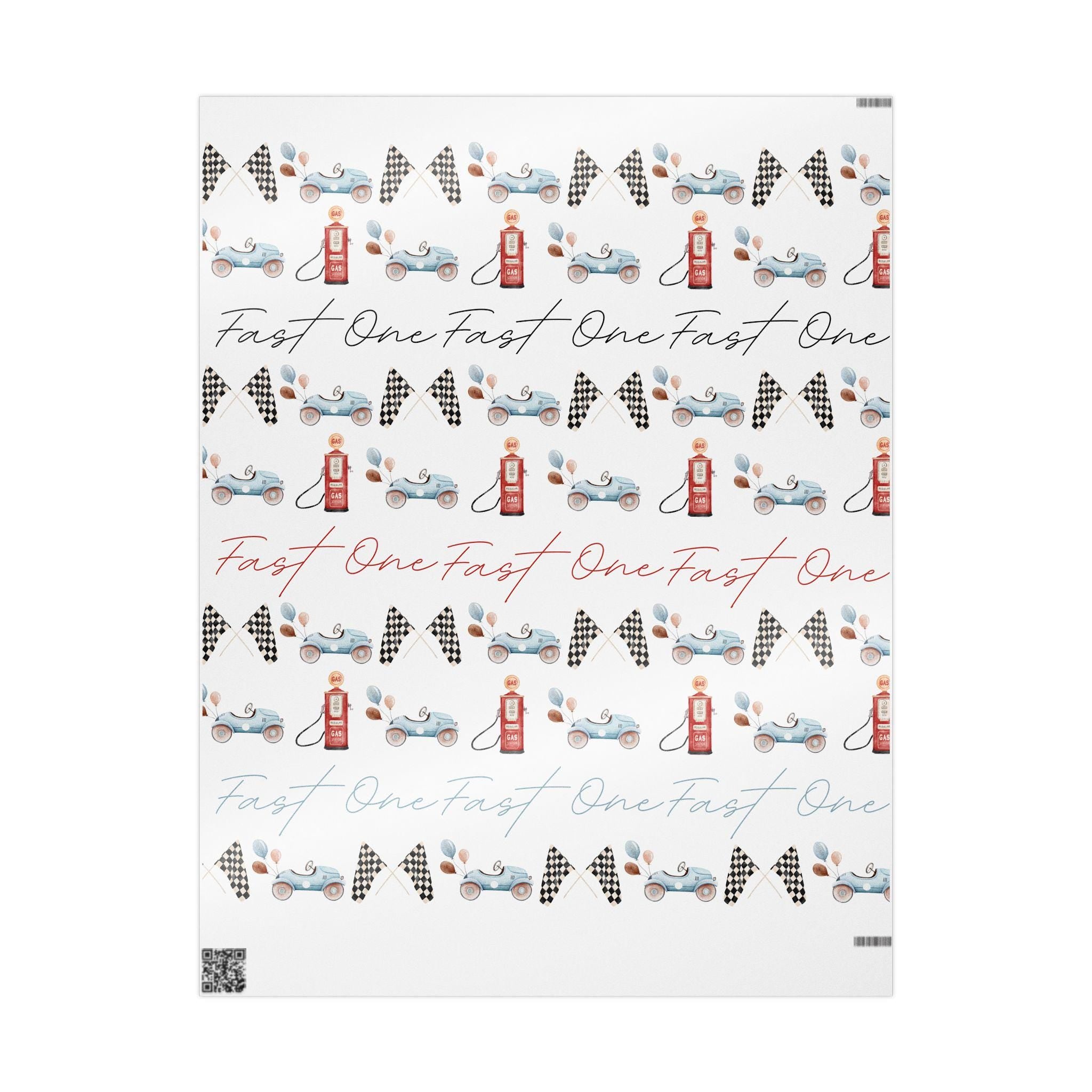 Fast One Custom Wrapping Paper - Race Car Theme