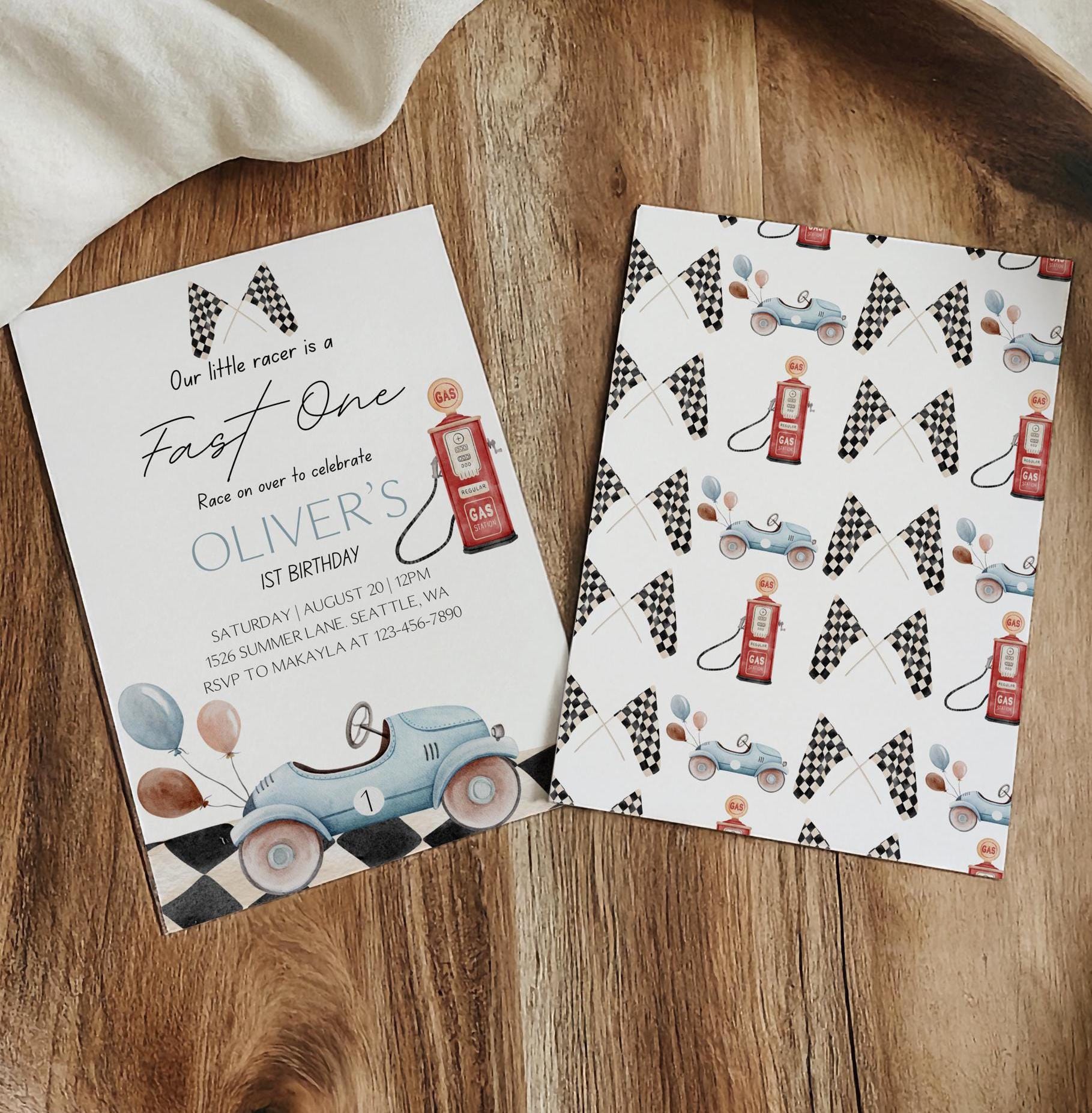 Fast One Birthday Invitation - Digital Download
