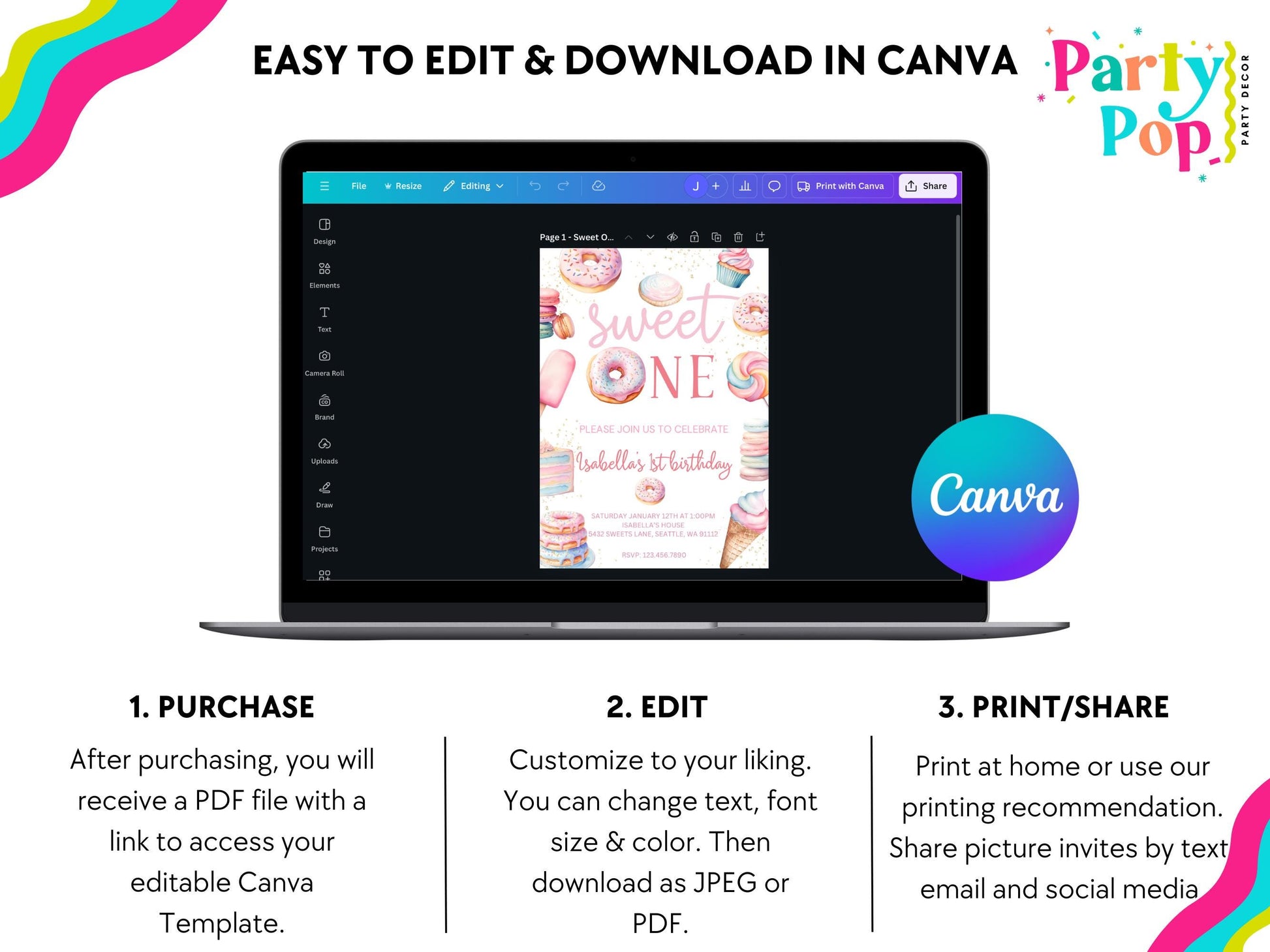 Sweet One Milestone Board - Digital Download
