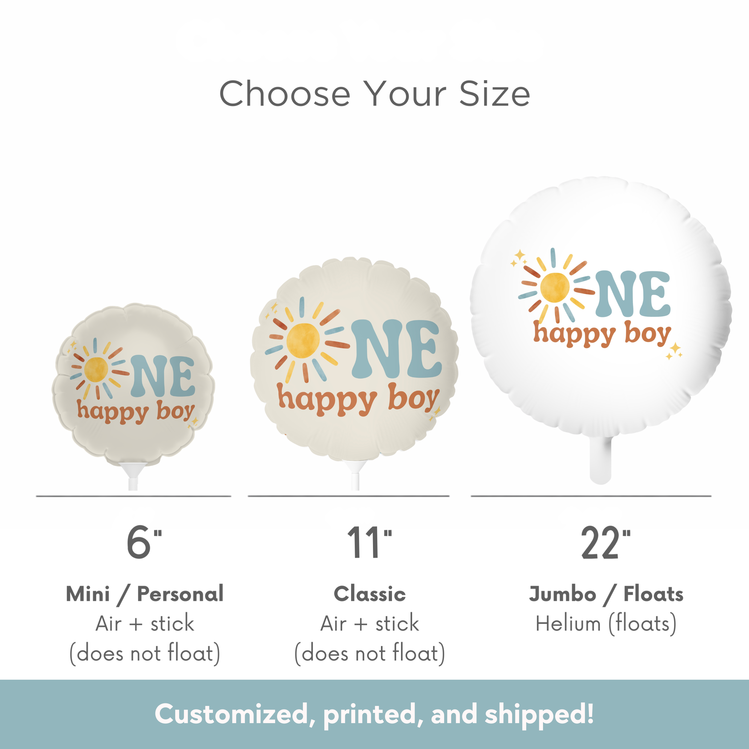 One Happy Boy Birthday Balloon (Printed + Shipped)