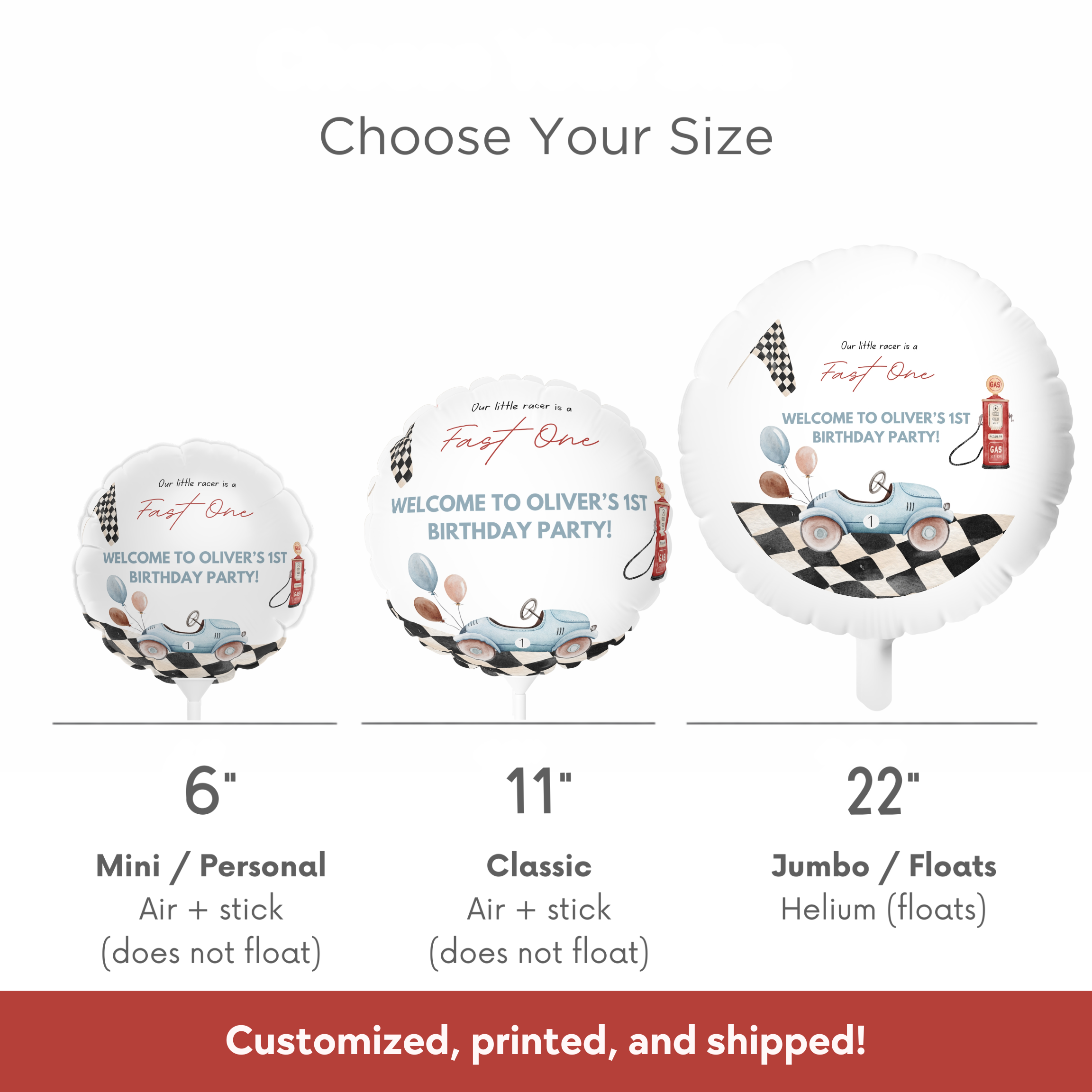 Fast One Birthday Balloon (Printed + Shipped)
