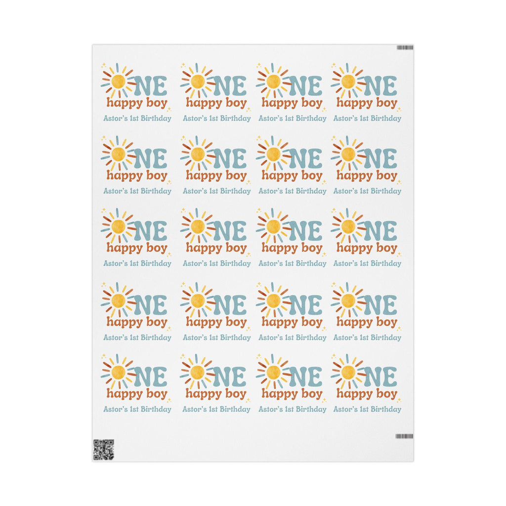 One Happy Boy Custom Birthday Wrapping Paper - Sunshine Theme