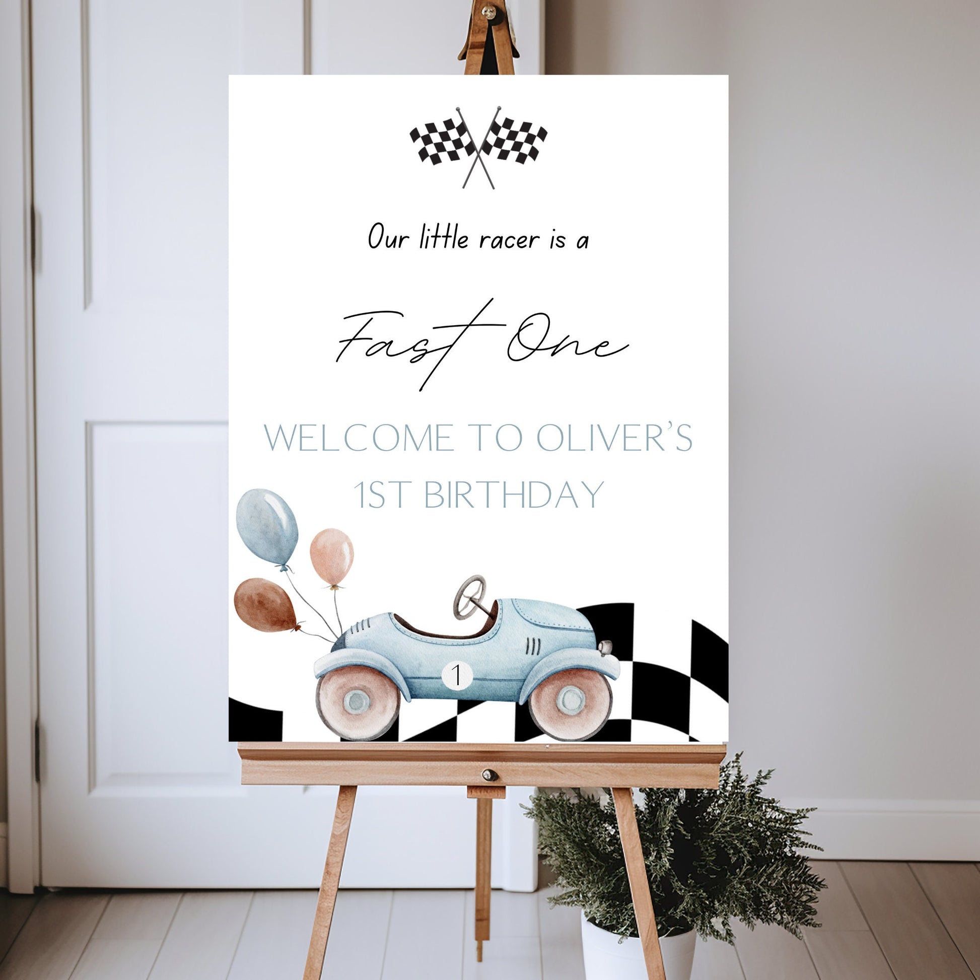 Fast One Birthday Welcome Sign