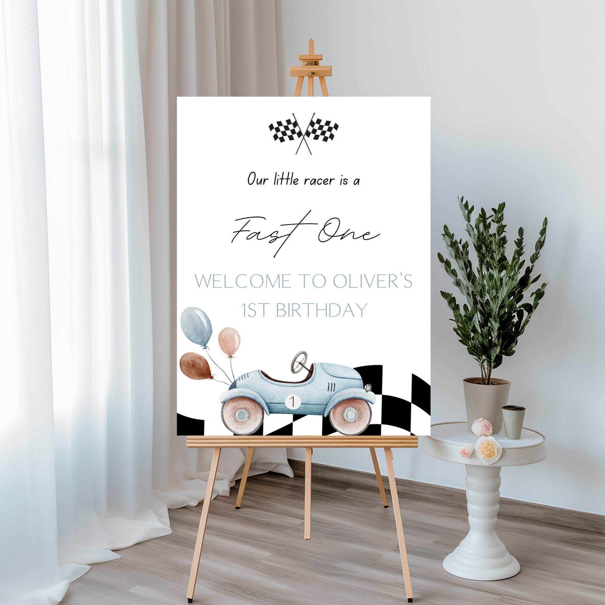 Fast One Birthday Welcome Sign