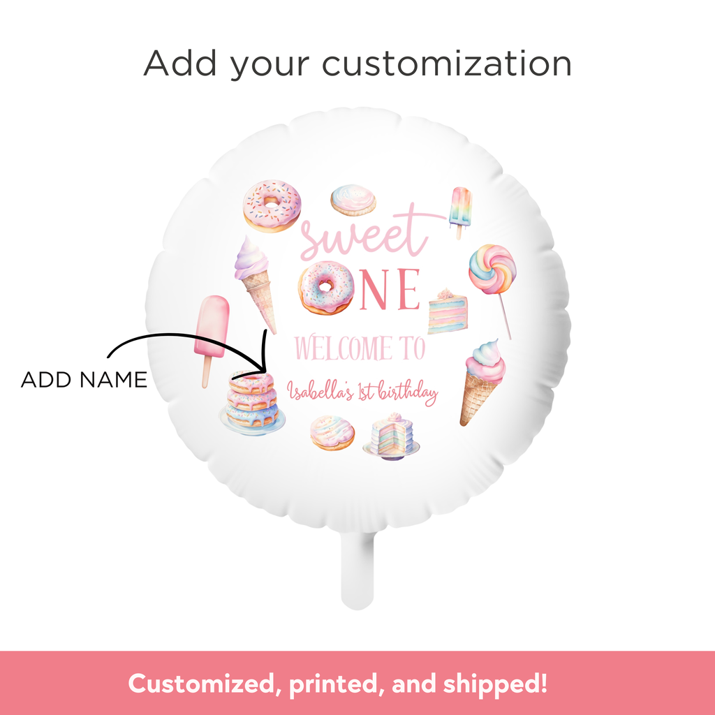 Sweet One Custom Birthday Balloons (Printed + Shipped)