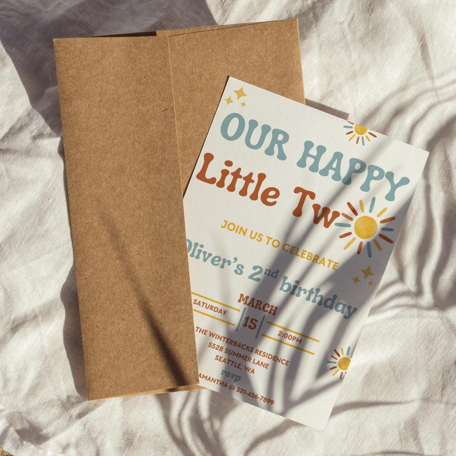 Our Happy Little Two Birthday Invitation - Two Happy Birthday - Digital Download