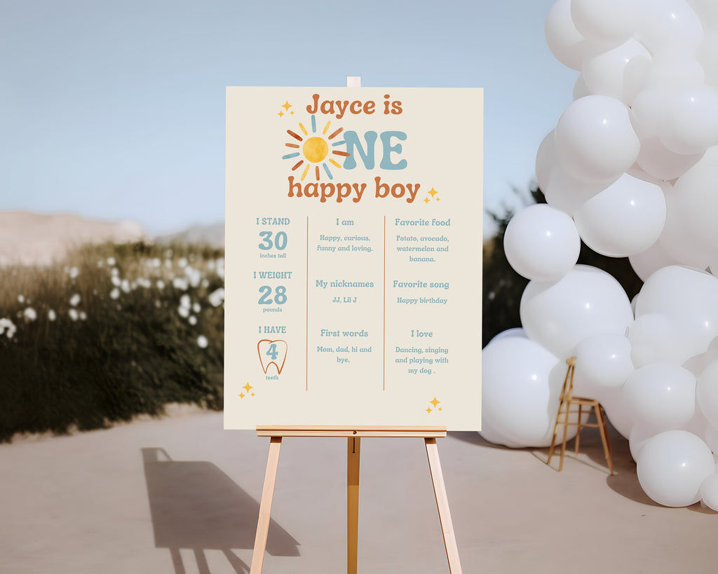 First Trip Around The Sun - One Happy Boy Milestone Board - Digital Download