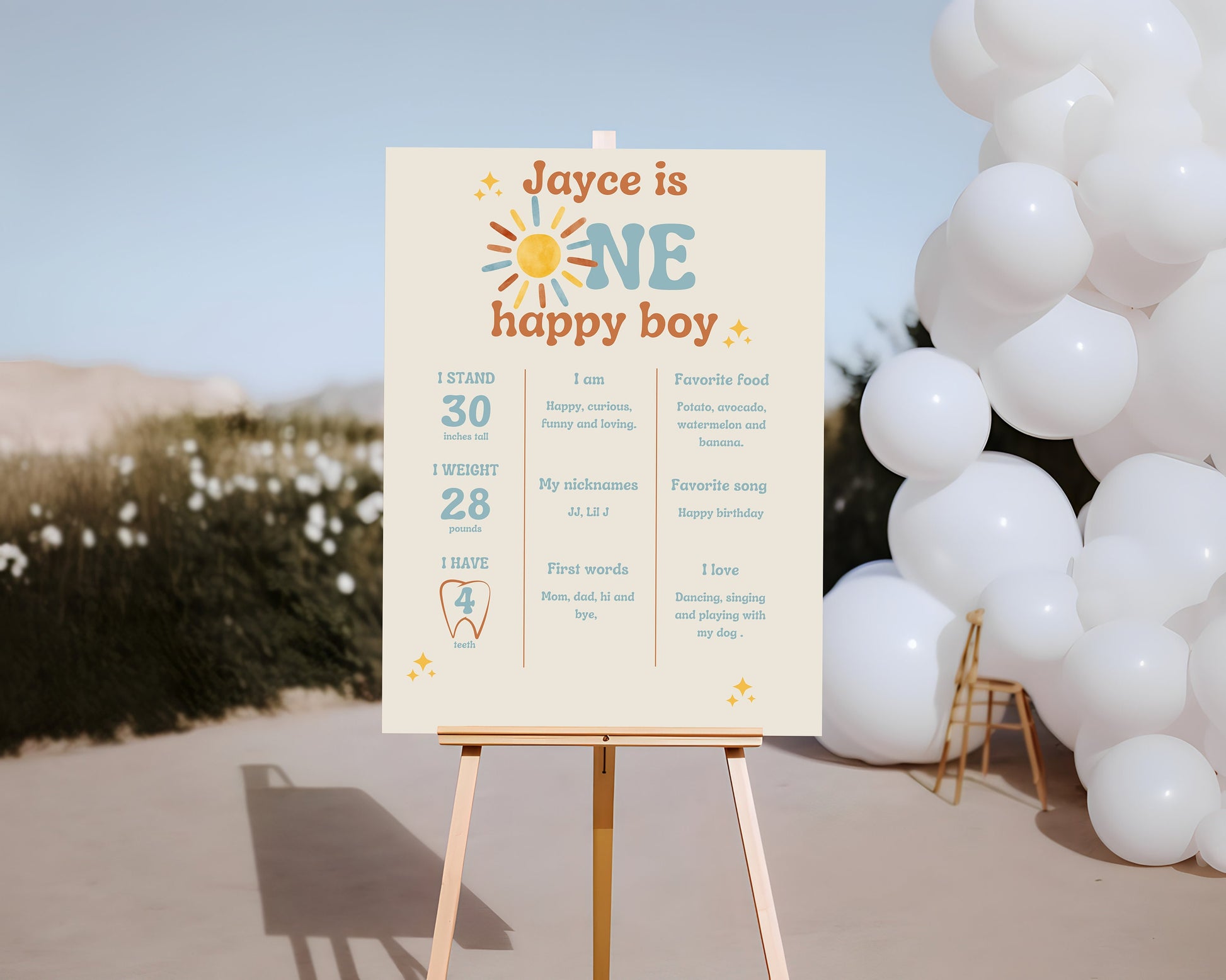 First Trip Around The Sun - One Happy Boy Milestone Board - Digital Download