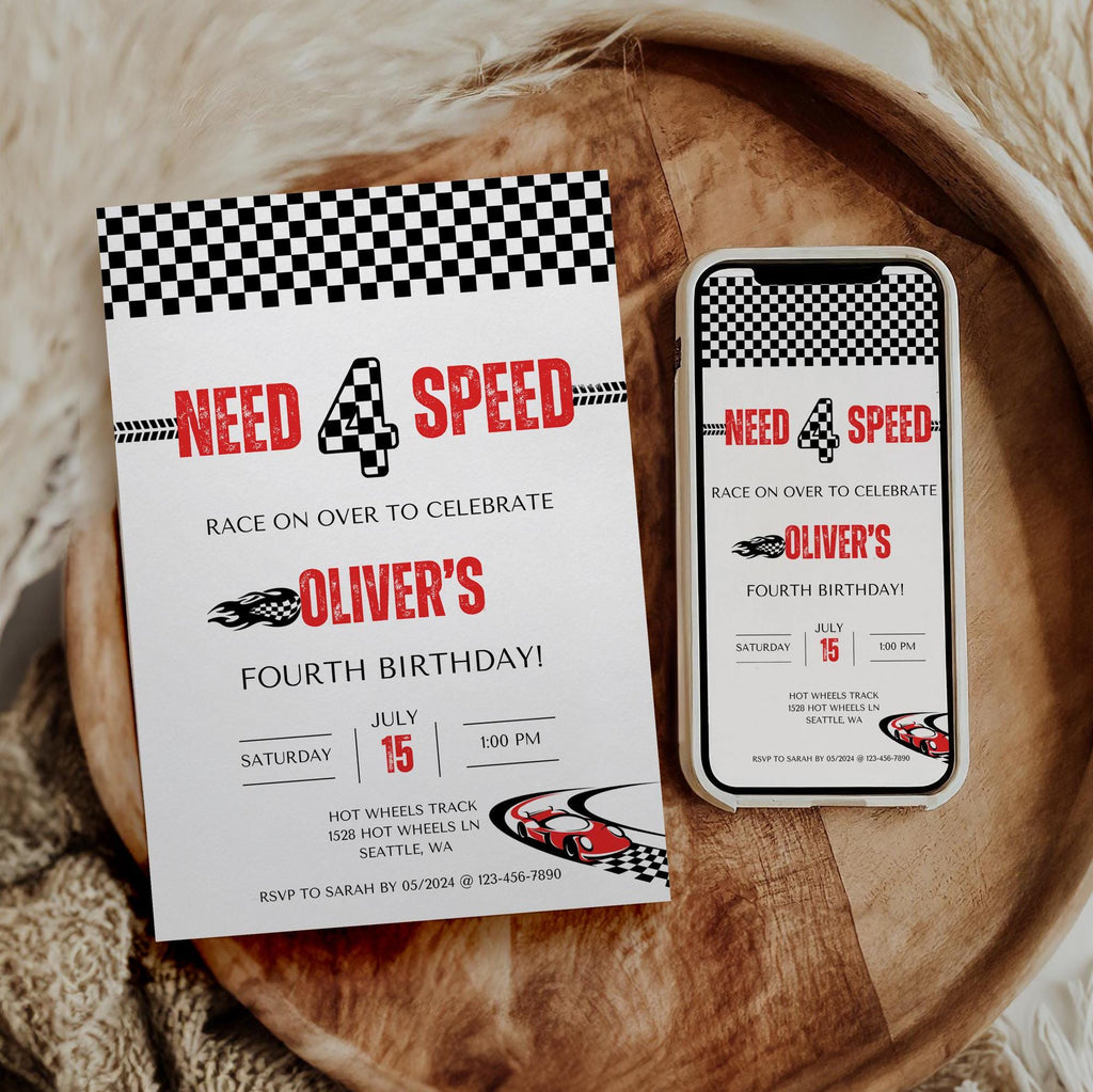 Need Four Speed Birthday Invitation - Digital Download