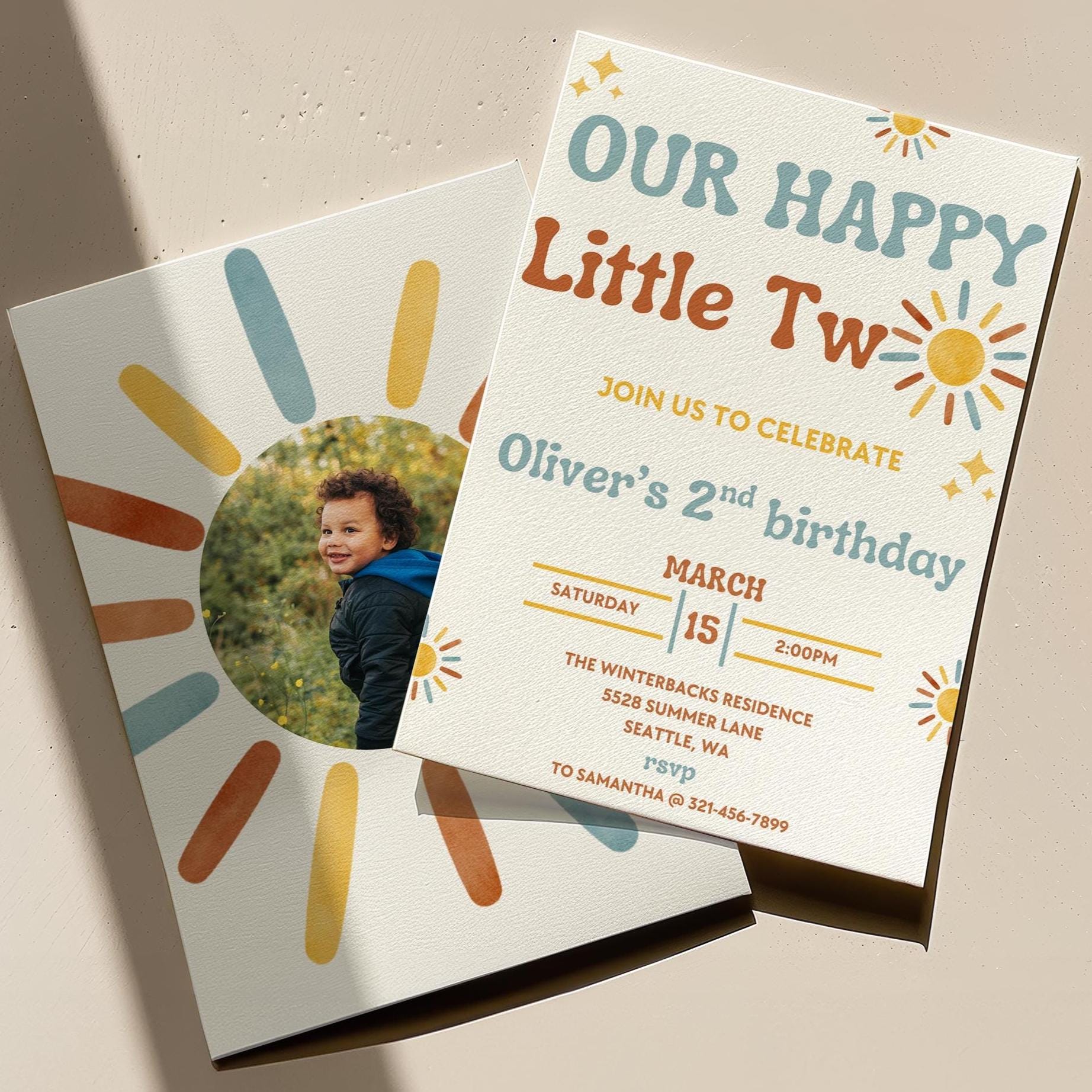Our Happy Little Two Birthday Invitation - Two Happy Birthday - Digital Download
