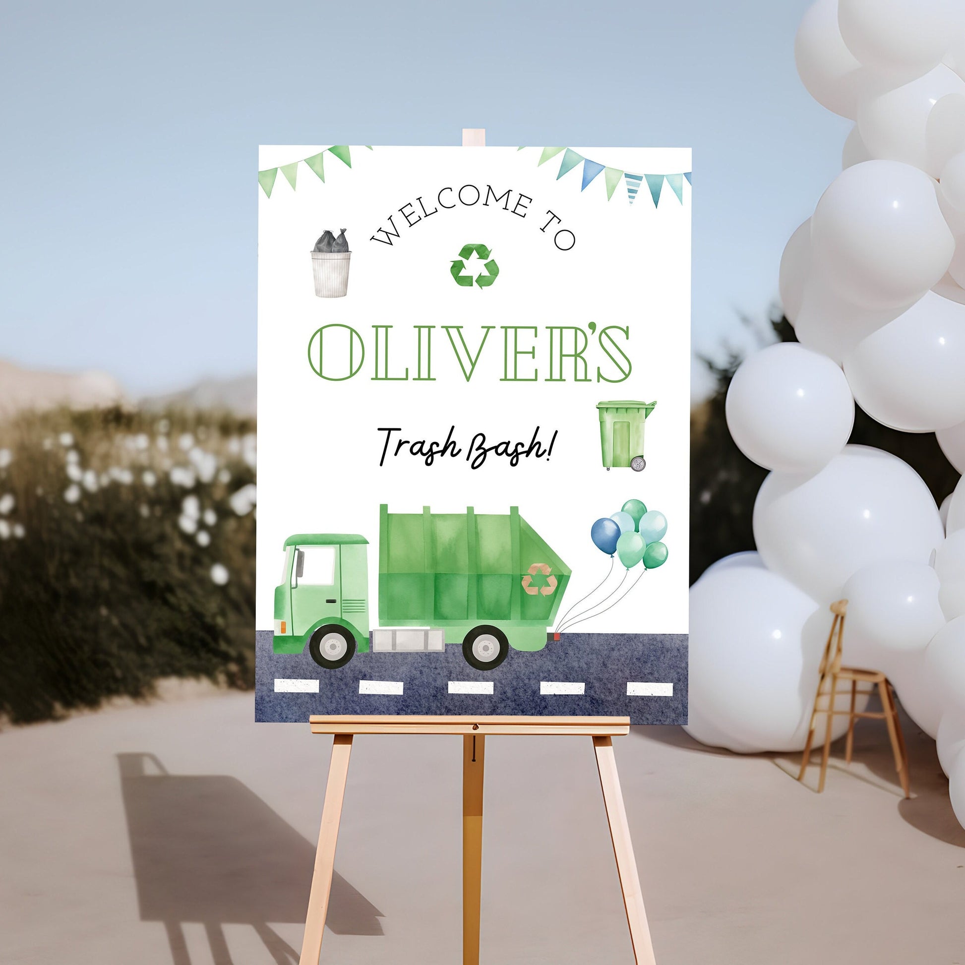 Trash Bash Welcome Sign - Garbage Truck Theme
