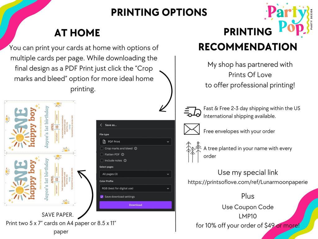 One Happy Boy Birthday Invitation - Boho Sunshine Theme - Digital Download