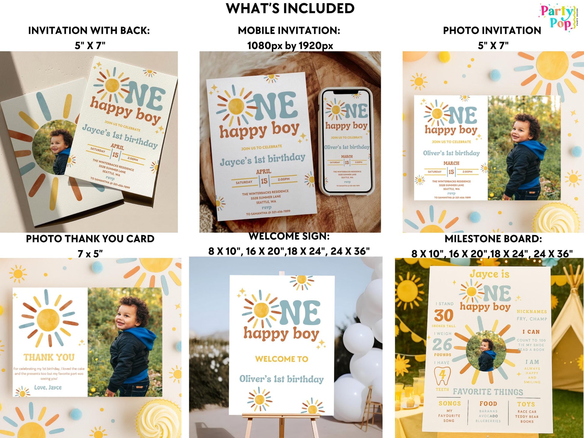One Happy Boy Birthday Bundle - First Trip Around The Sun - Digital Download