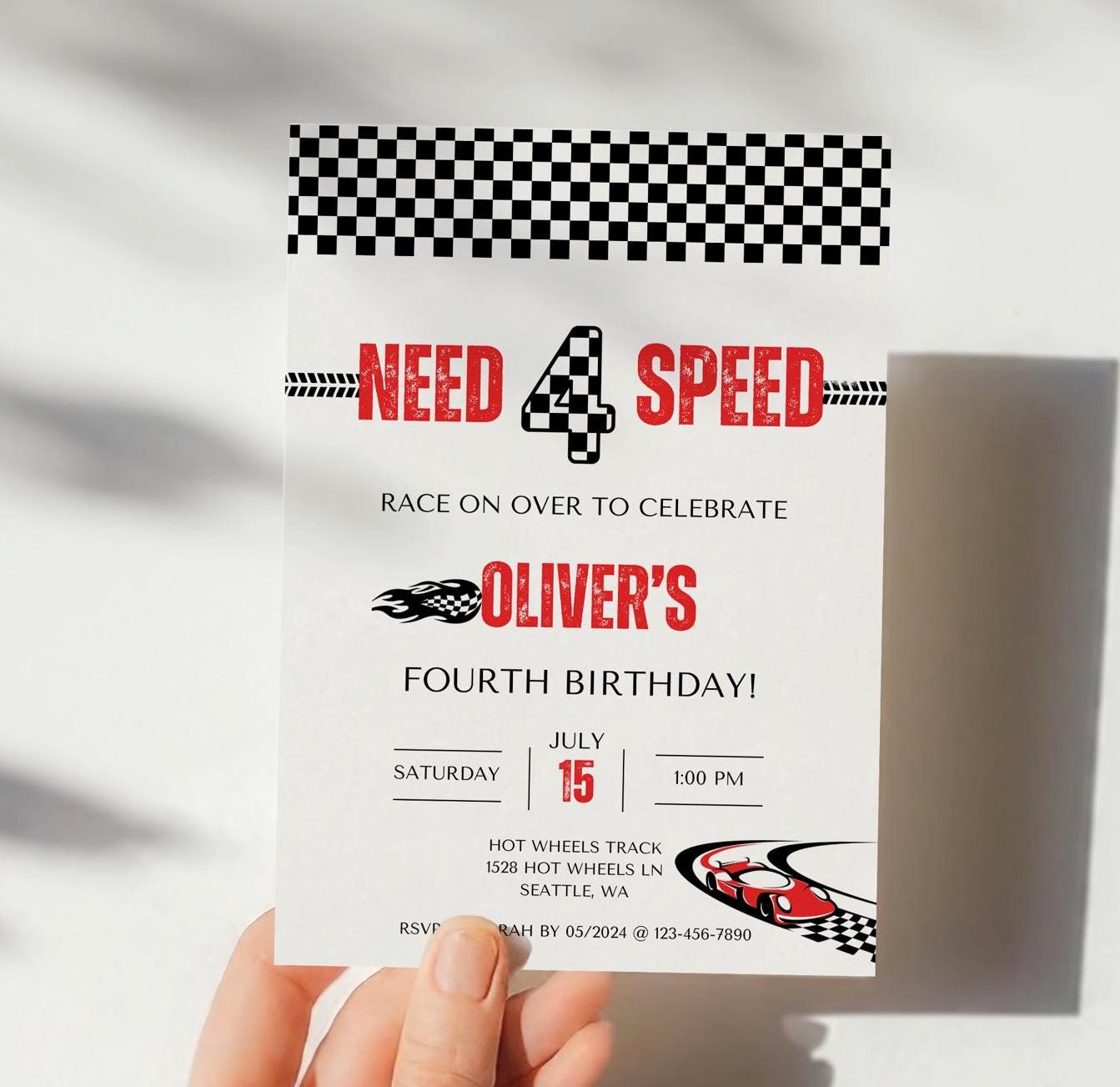 Need Four Speed Birthday Invitation - Digital Download