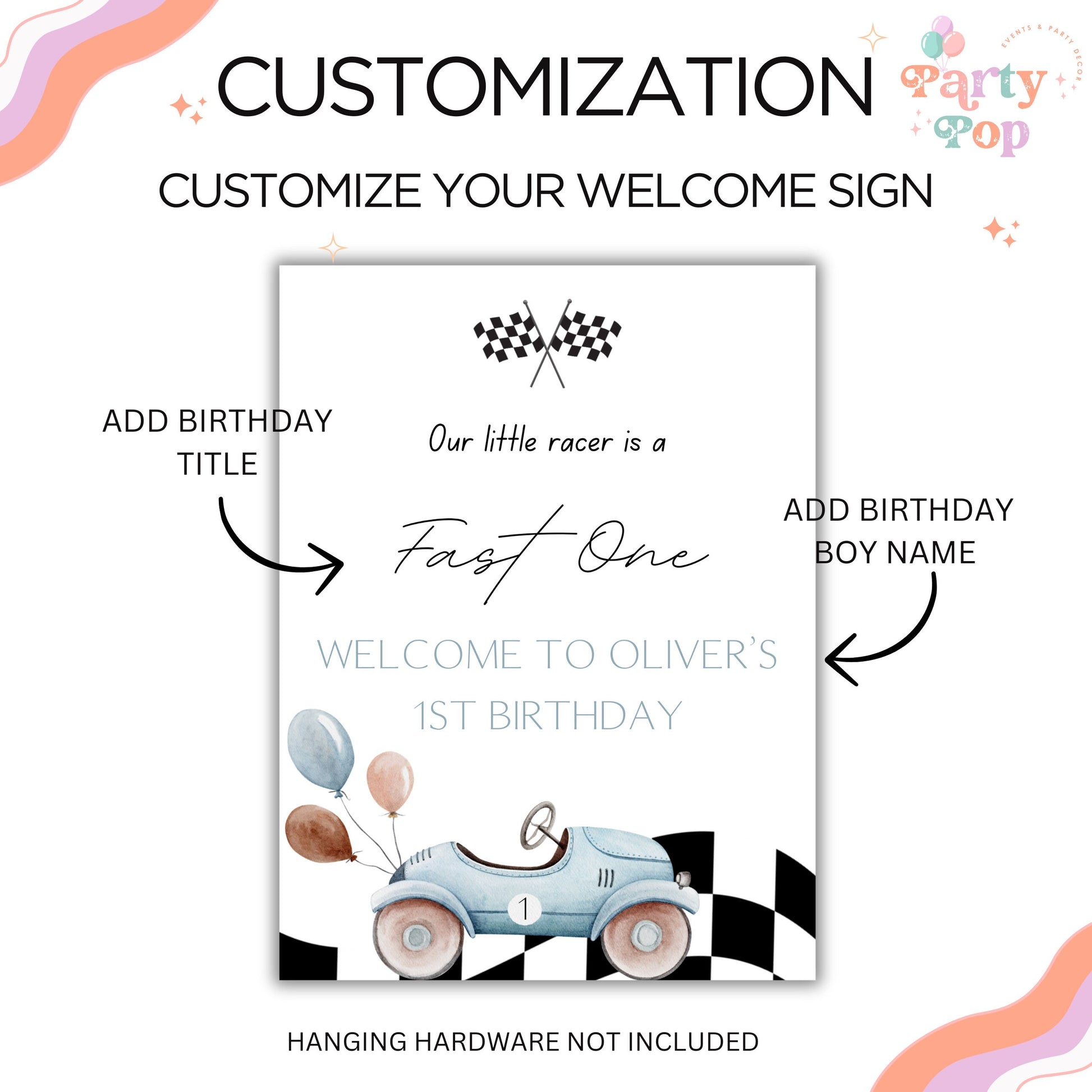 Fast One Birthday Welcome Sign