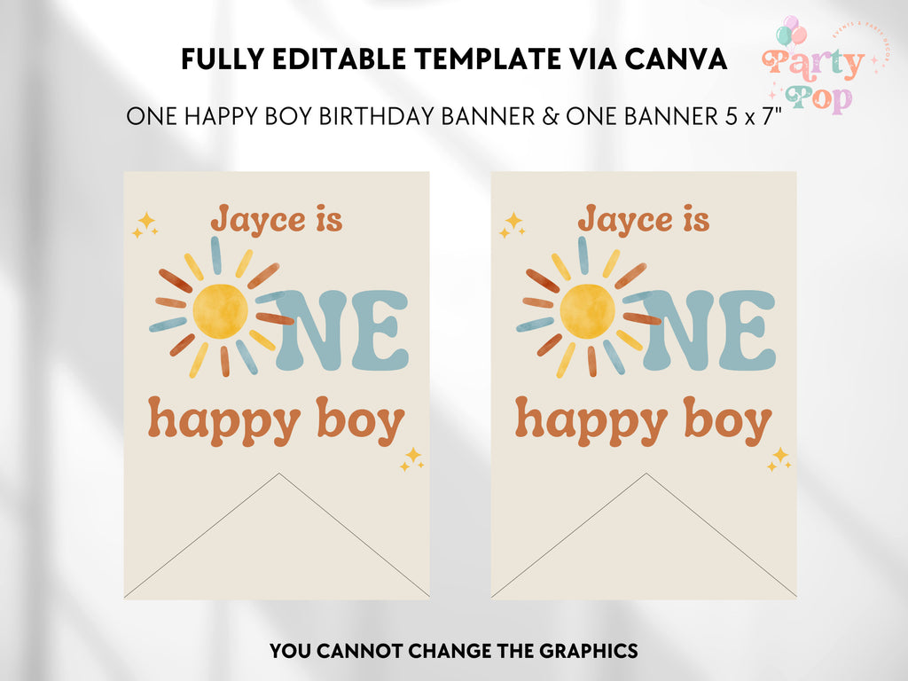 One Happy Boy Sunshine Banner - First Trip Around The Sun - Digital Download