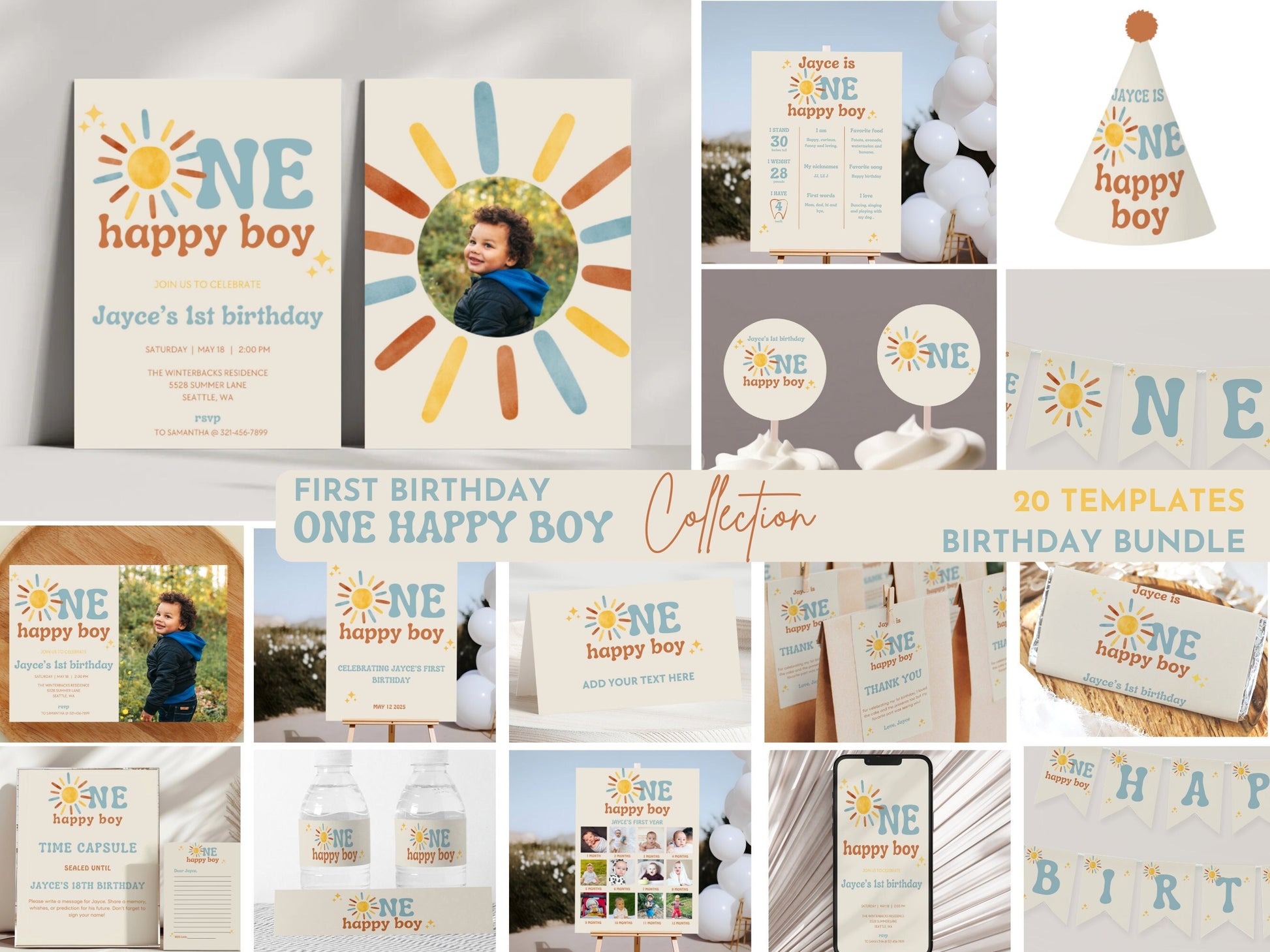 One Happy Boy Sunshine Birthday Bundle – Digital Download