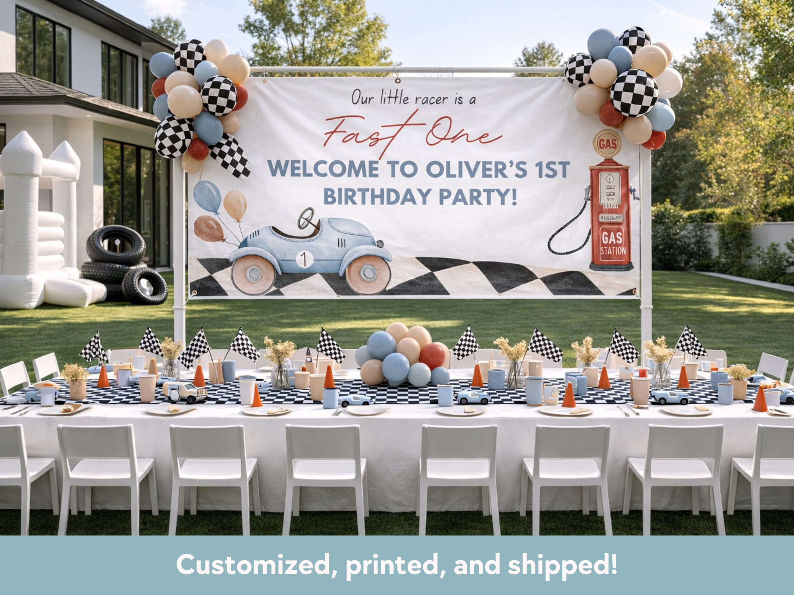 Fast One Birthday Vinyl Banner - Printed & shipped