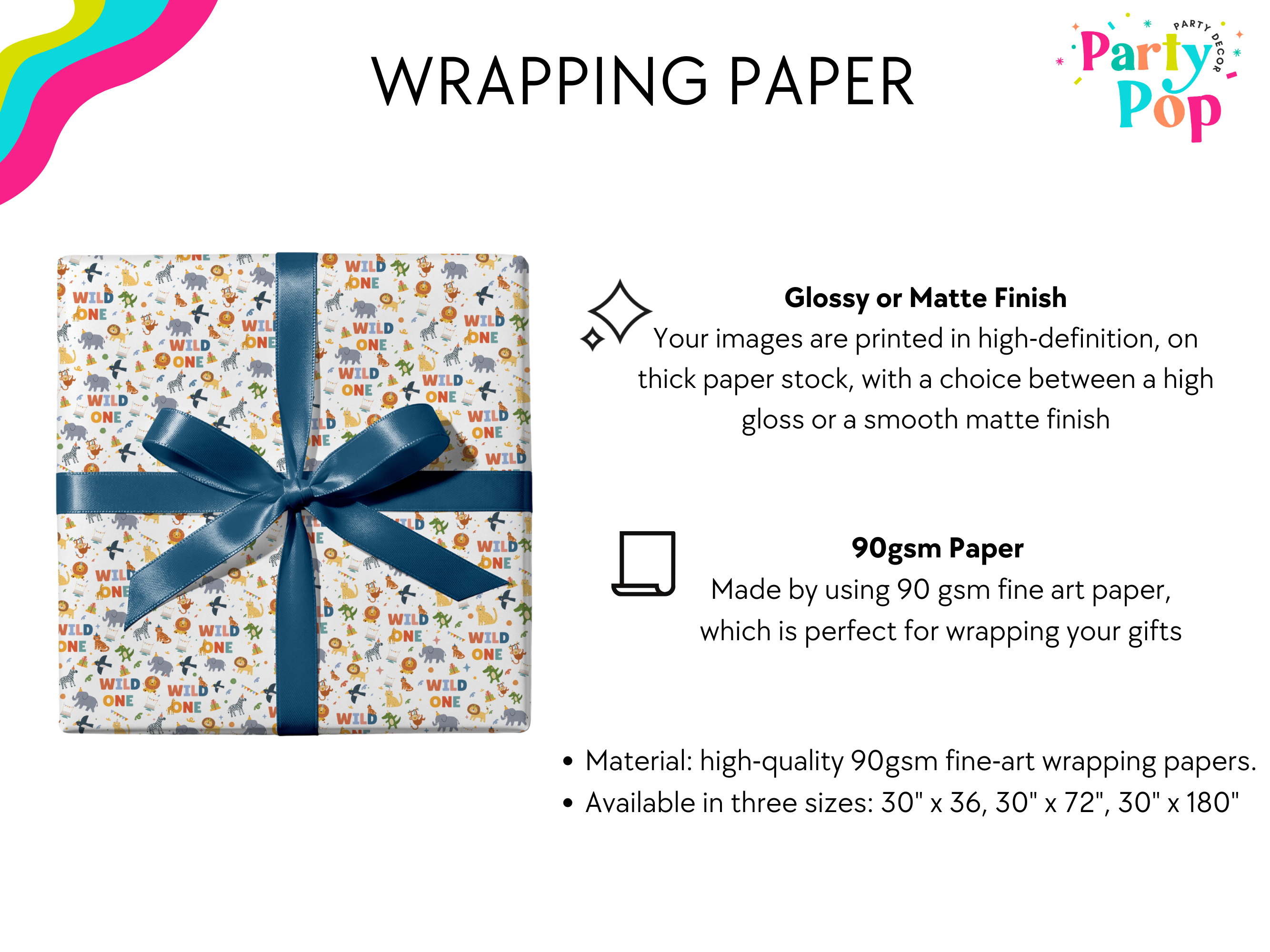 Wild One 1st Birthday Wrapping Paper (Printed + Shipped)