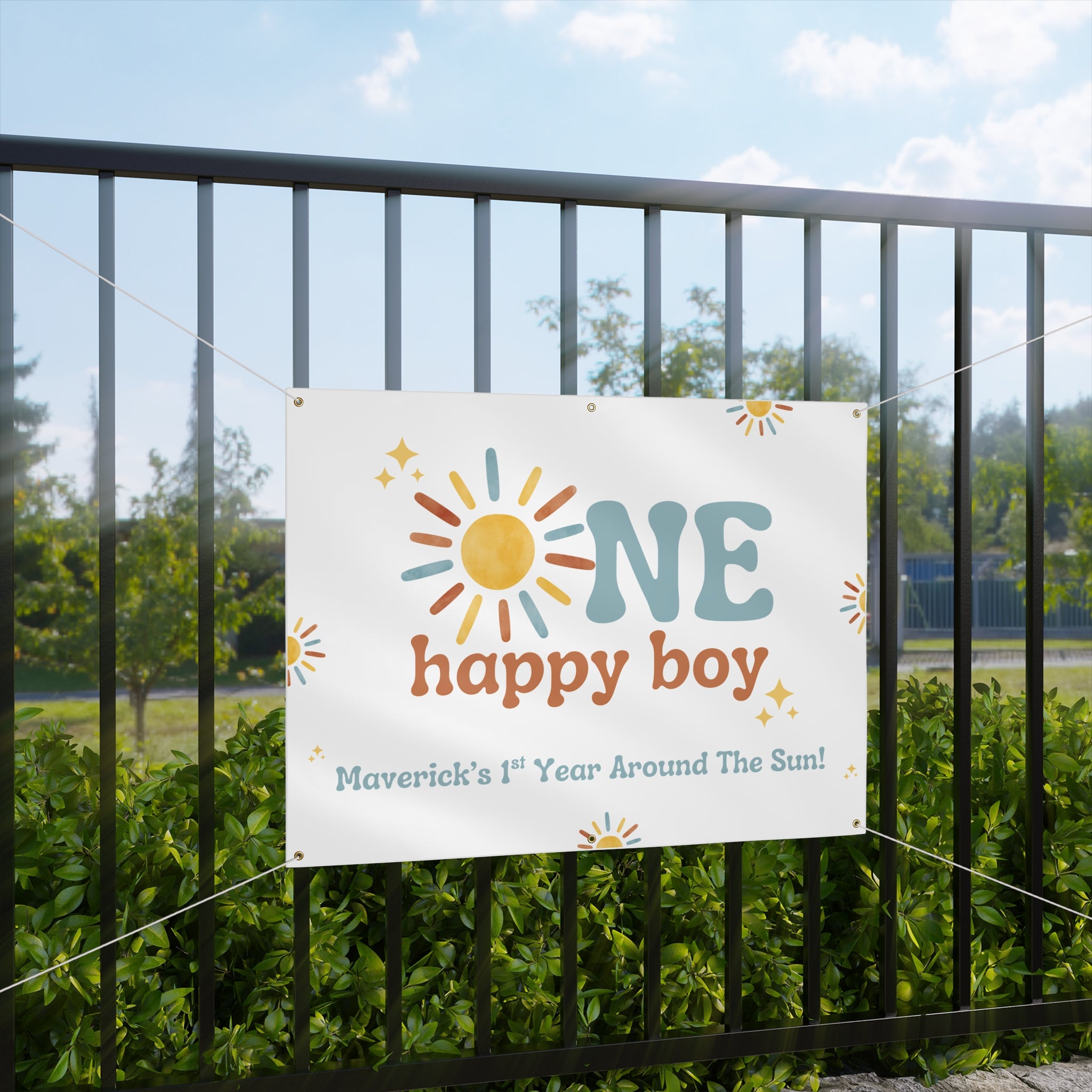 One Happy Boy Birthday Vinyl Banner (Printed + shipped)