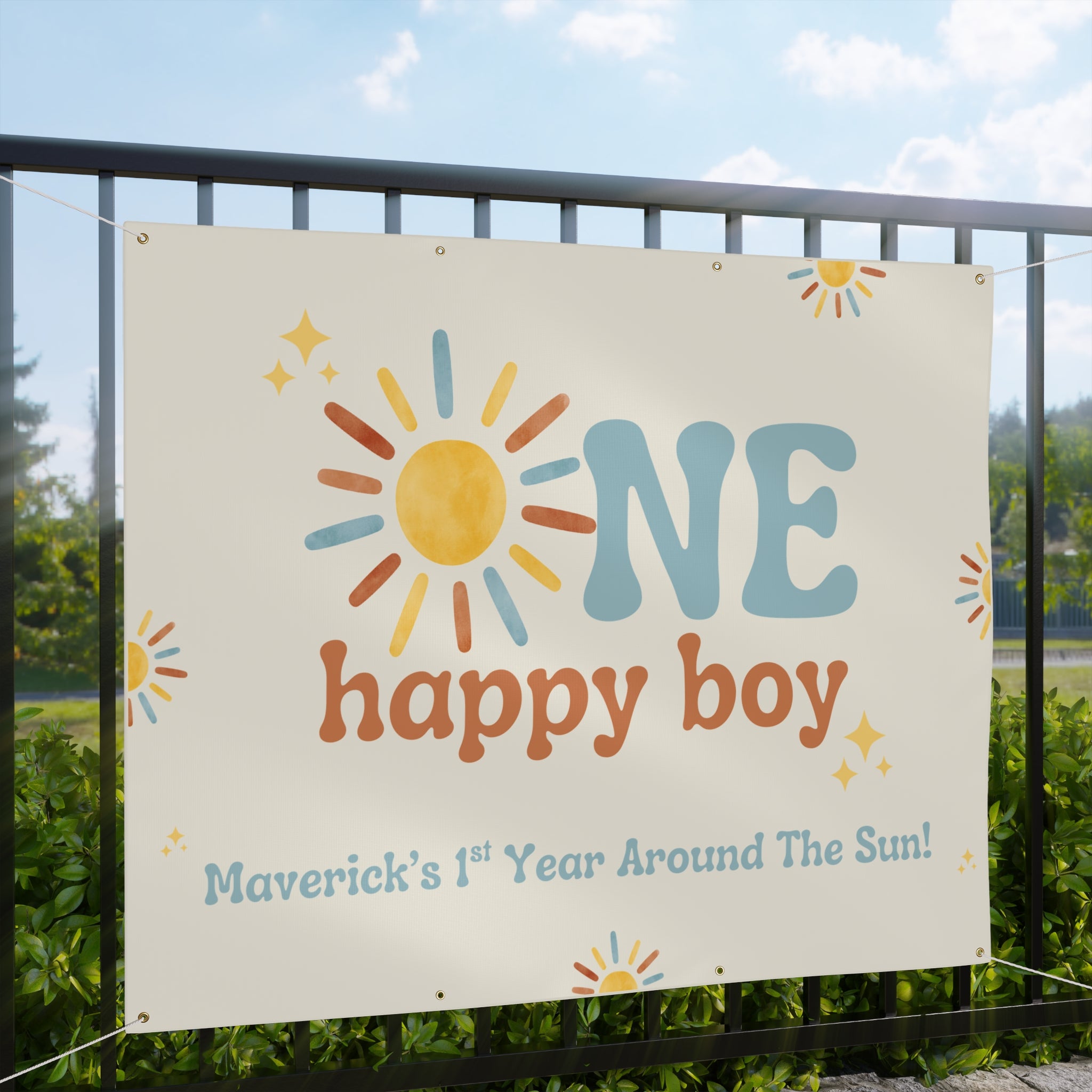 One Happy Boy Birthday Vinyl Banner (Printed + shipped)