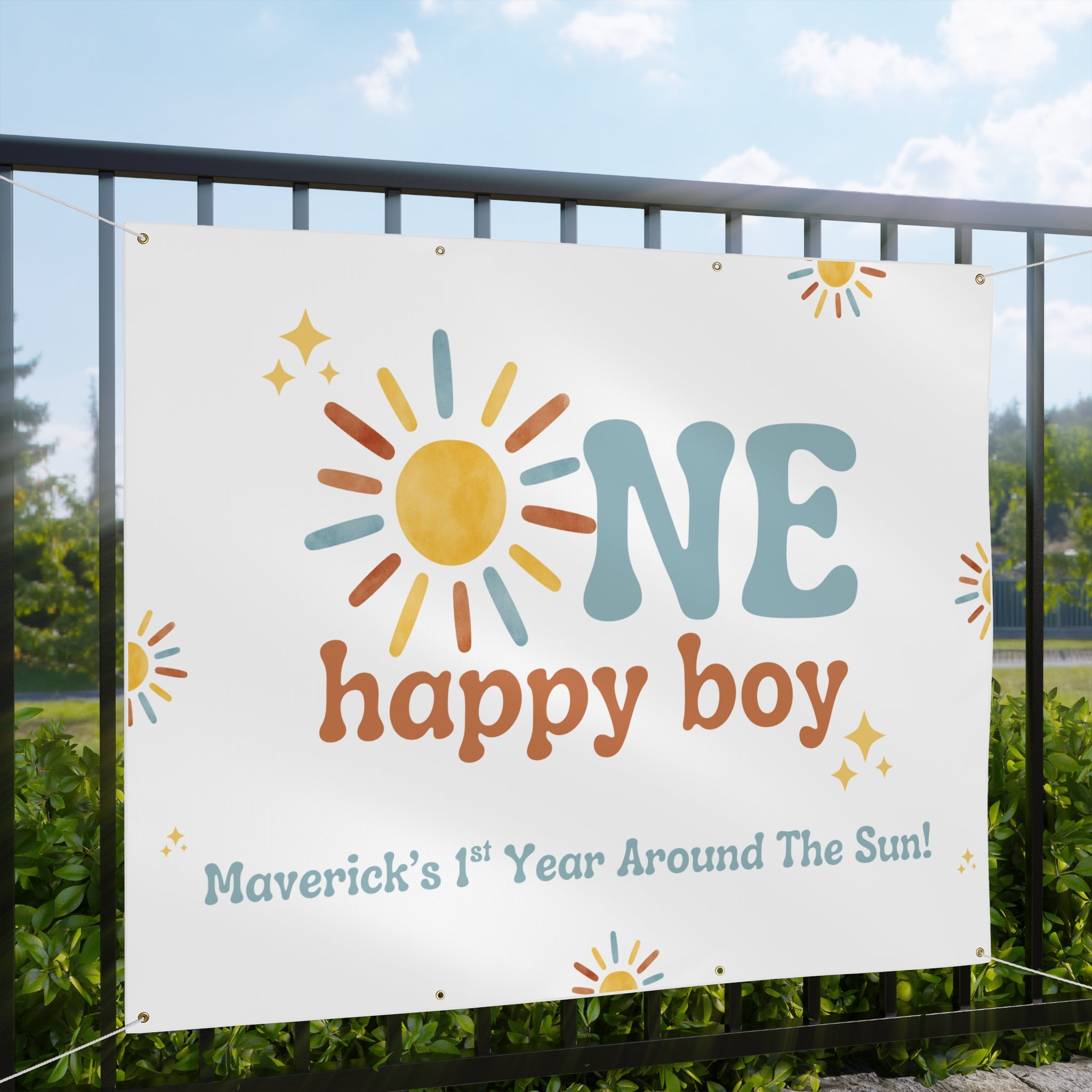 One Happy Boy Birthday Vinyl Banner (Printed + shipped)